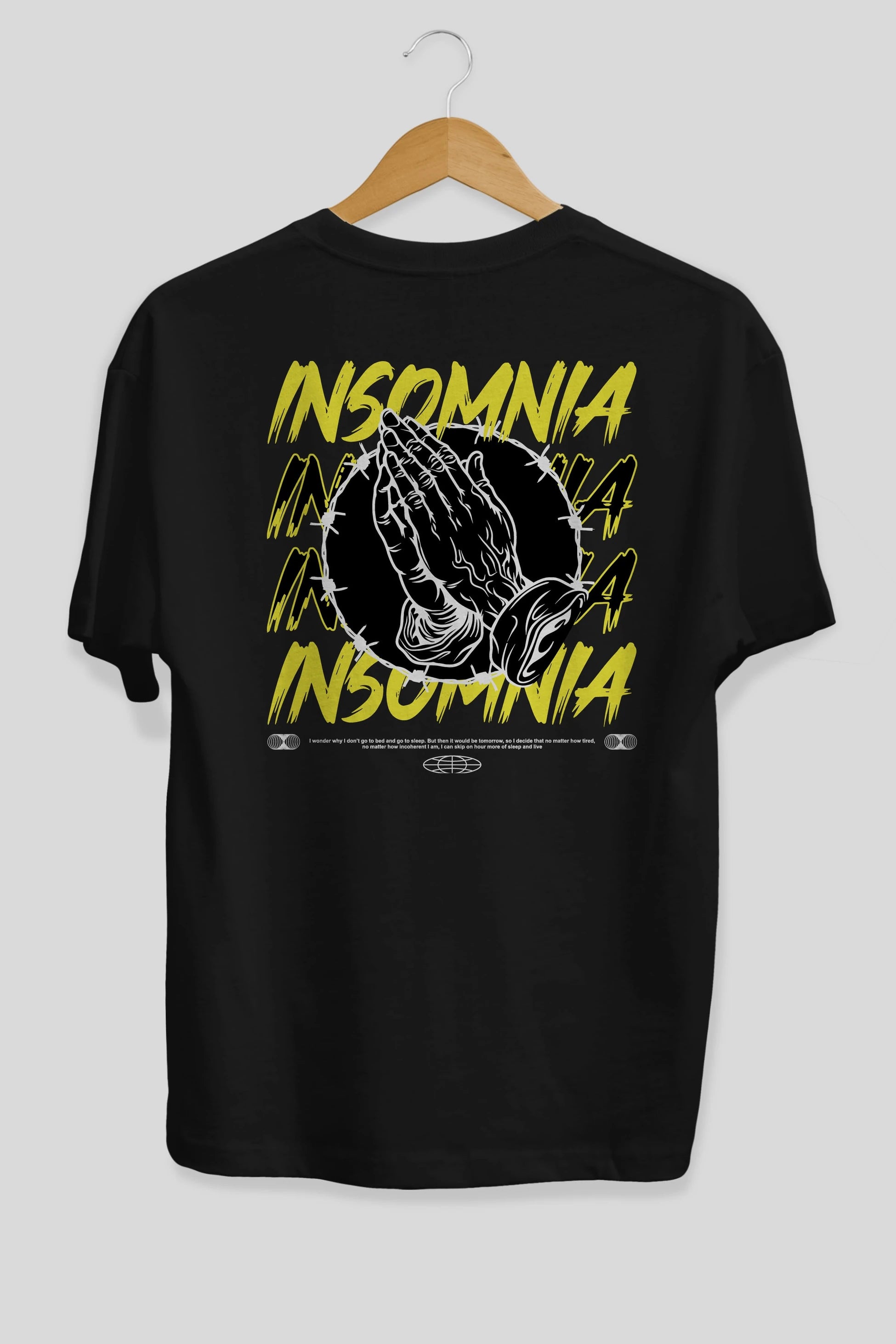Insomnia Streetwear Arka Baskılı Oversize t-shirt Erkek Kadın Unisex