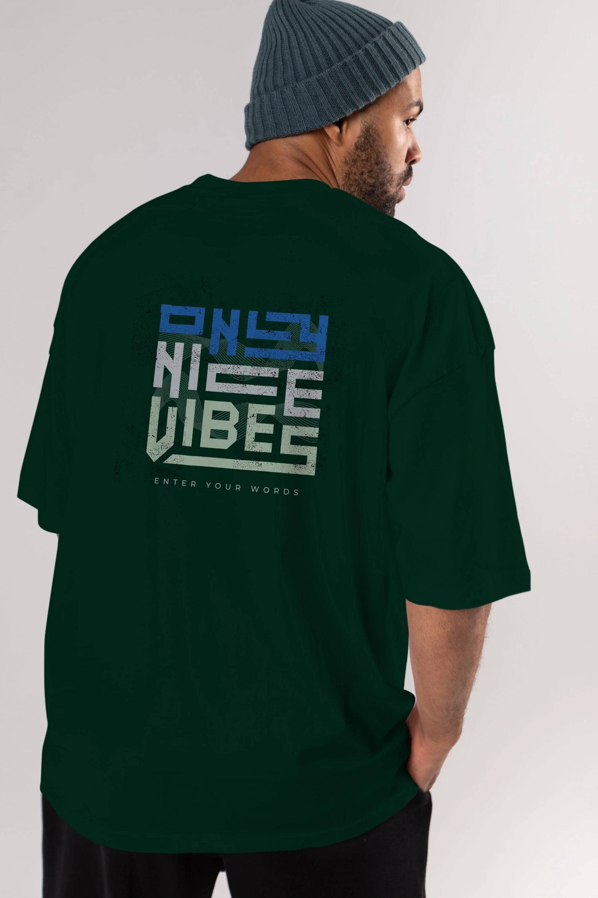 Only Nice Vibes Arka Baskılı Oversize t-shirt Erkek Kadın Unisex