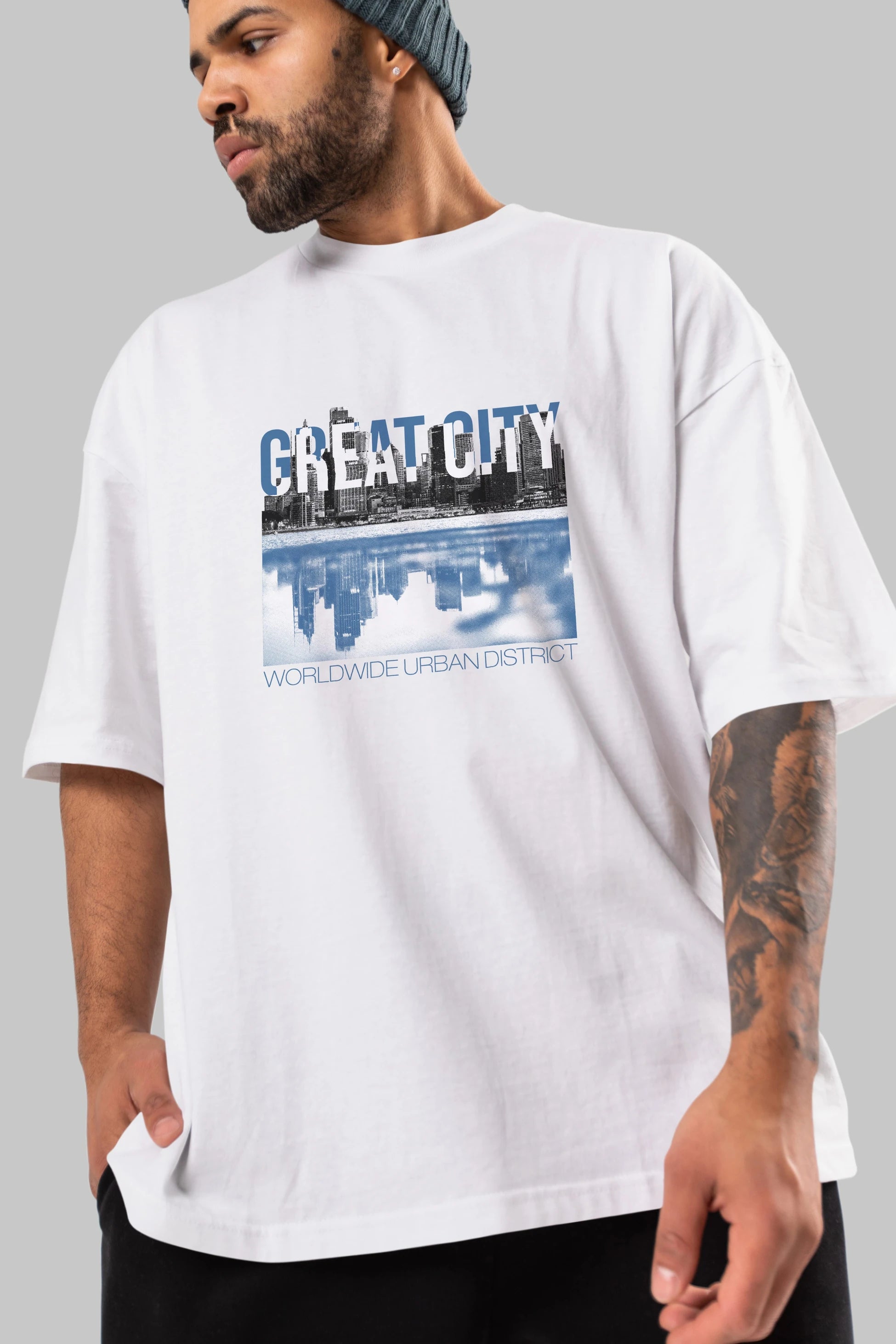 Great City Ön Baskılı Oversize t-shirt Erkek Kadın Unisex