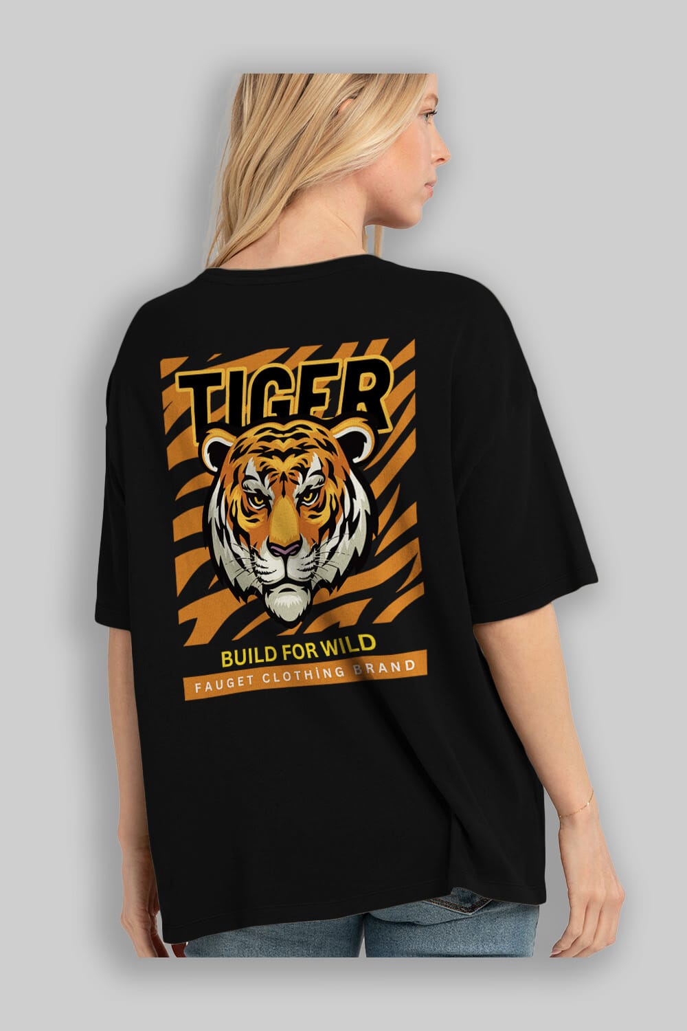 Tiger Arka Baskılı Oversize t-shirt Erkek Kadın Unisex