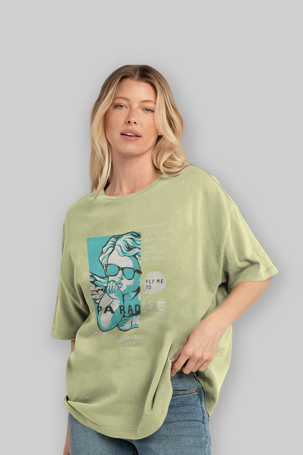 Paradise Fly to Me Ön Baskılı Oversize t-shirt Erkek Kadın Unisex