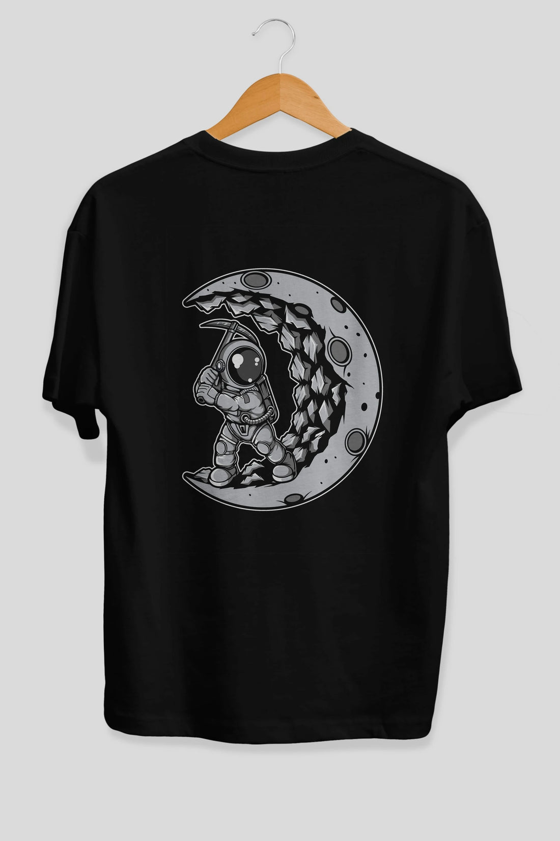 Astronaut Moon Digger Arka Baskılı Oversize t-shirt Erkek Kadın Unisex