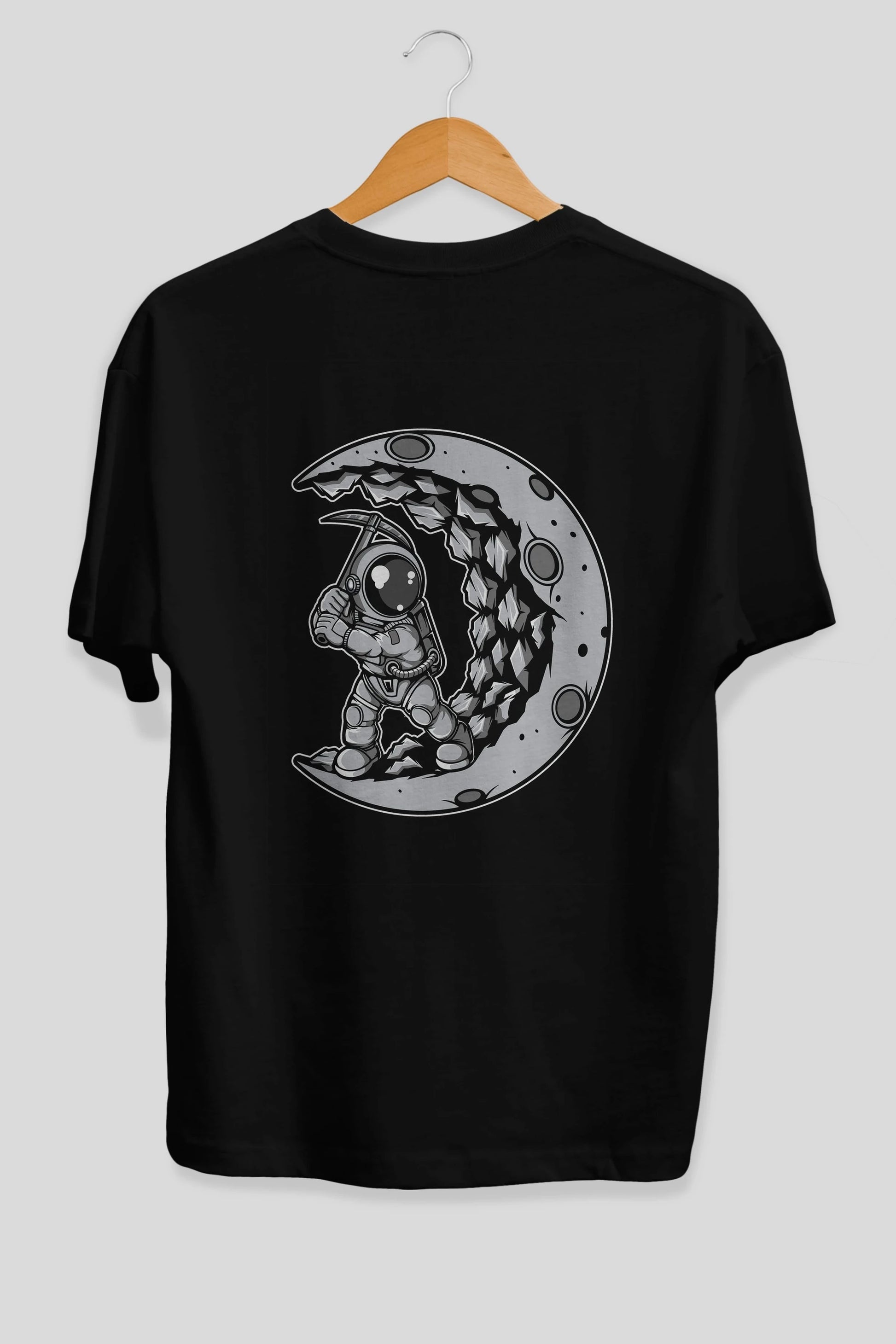 Astronaut Moon Digger Arka Baskılı Oversize t-shirt Erkek Kadın Unisex