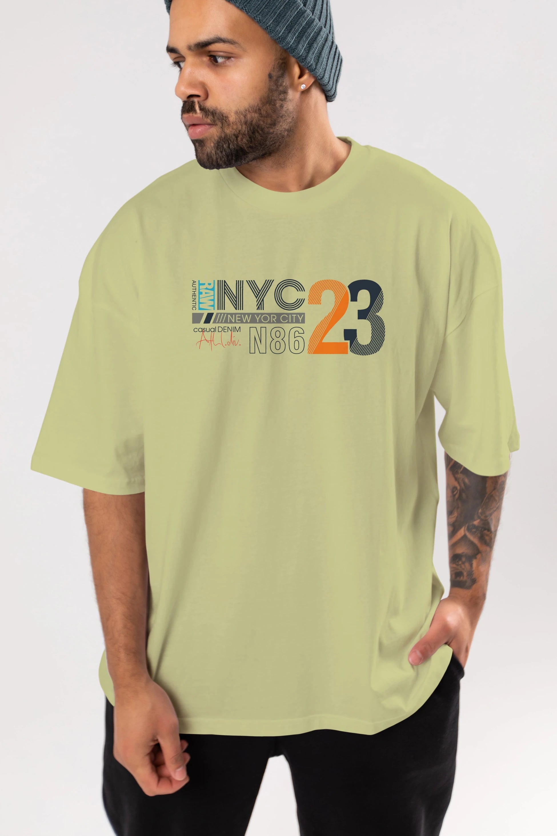 NYC 23 Ön Baskılı Oversize t-shirt Erkek Kadın Unisex