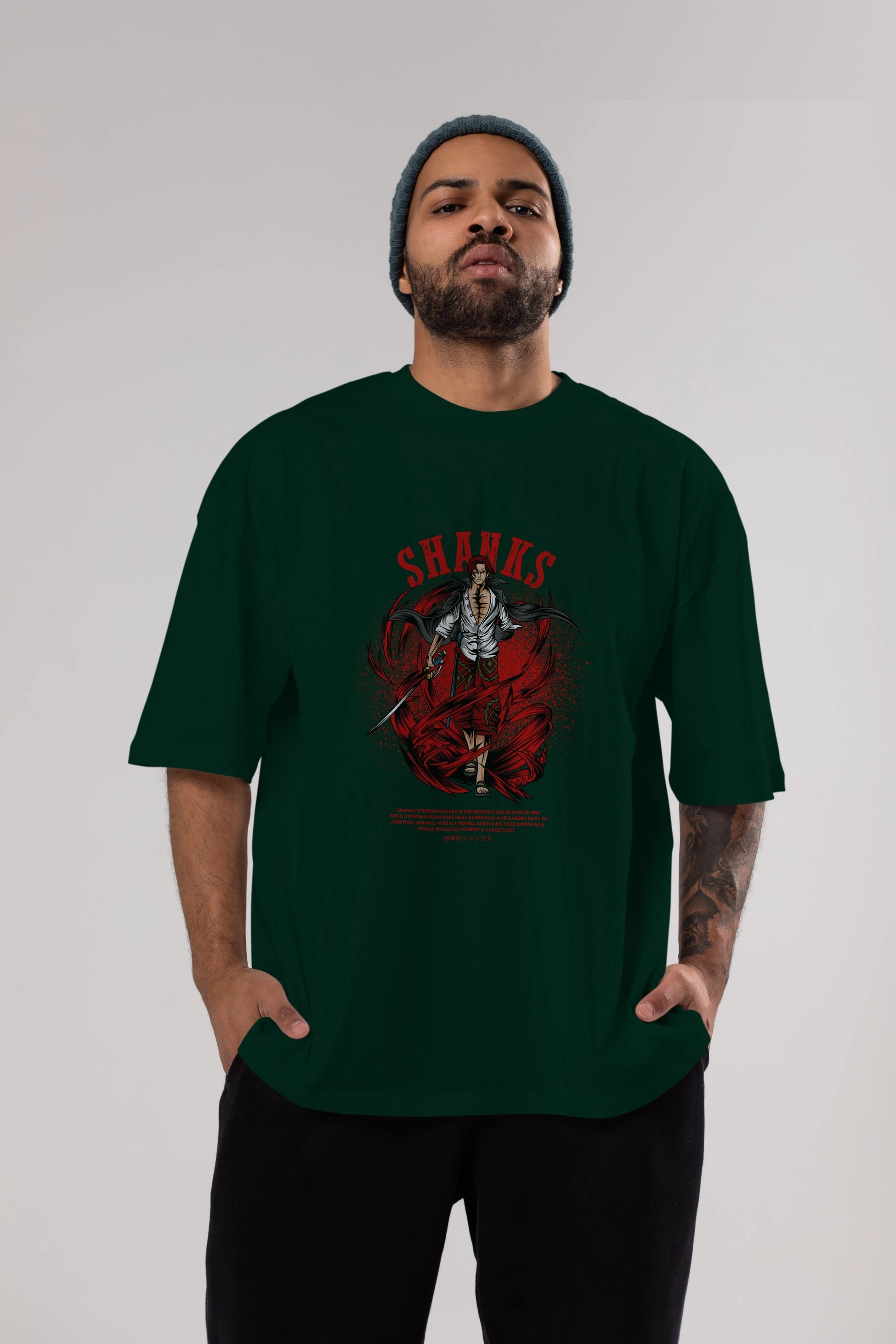 Shanks Anime Ön Baskılı Oversize t-shirt %100 pamuk Erkek Kadın Unisex