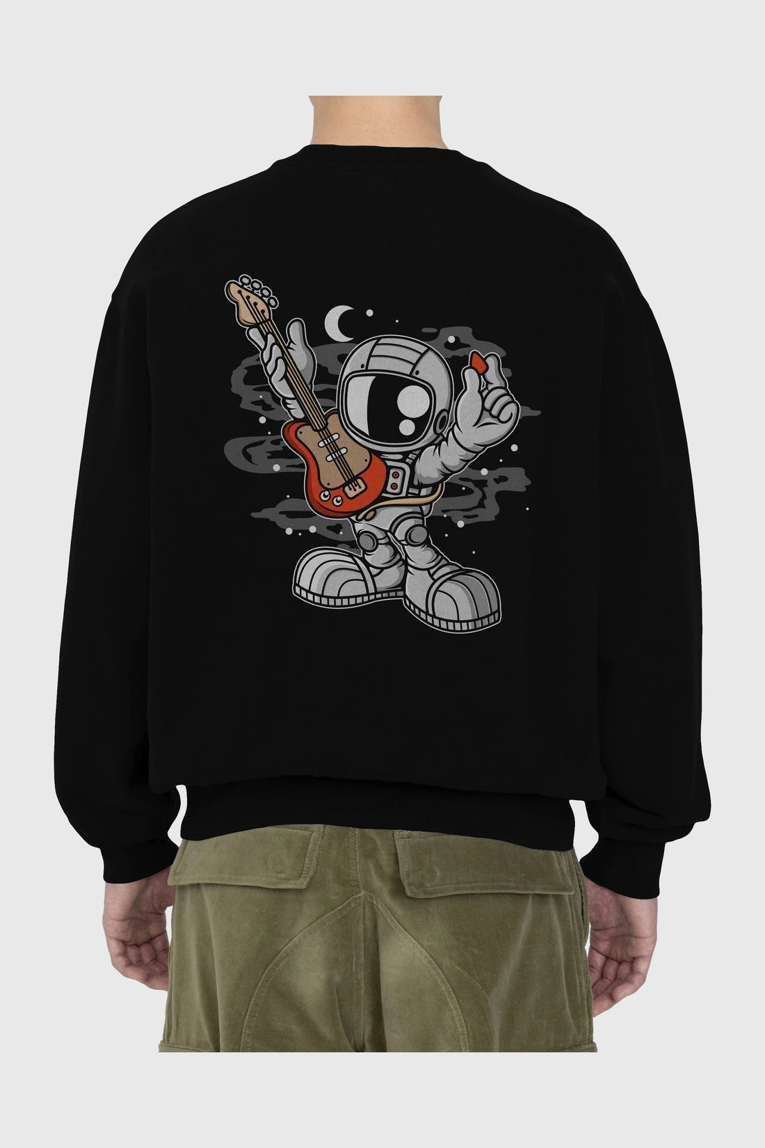 Astronaut Guitar Arka Baskılı Oversize Sweatshirt Erkek Kadın Unisex