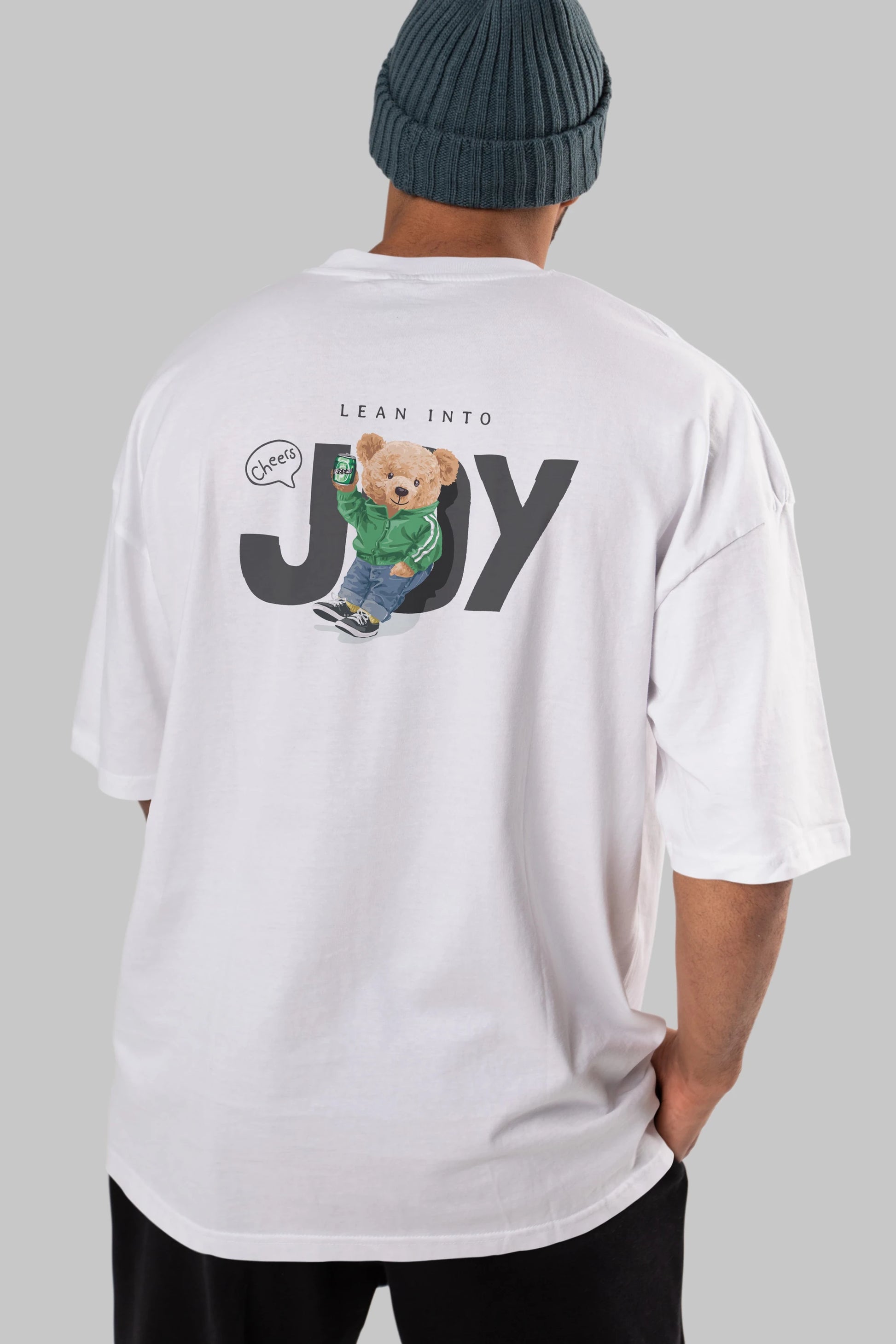 Teddy Bear Joy Arka Baskılı Oversize t-shirt Erkek Kadın Unisex %100 Pamuk