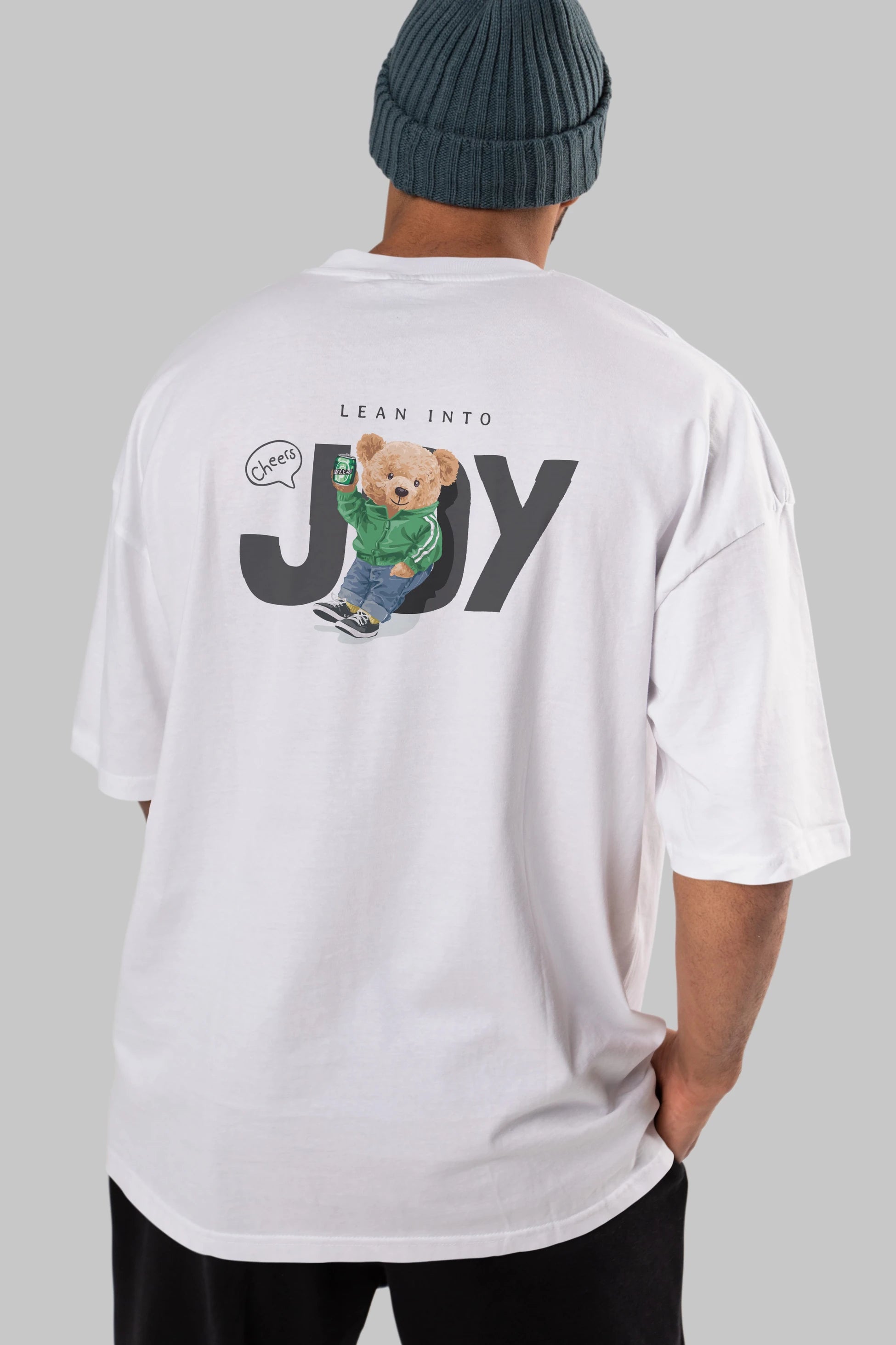 Teddy Bear Joy Arka Baskılı Oversize t-shirt Erkek Kadın Unisex %100 Pamuk
