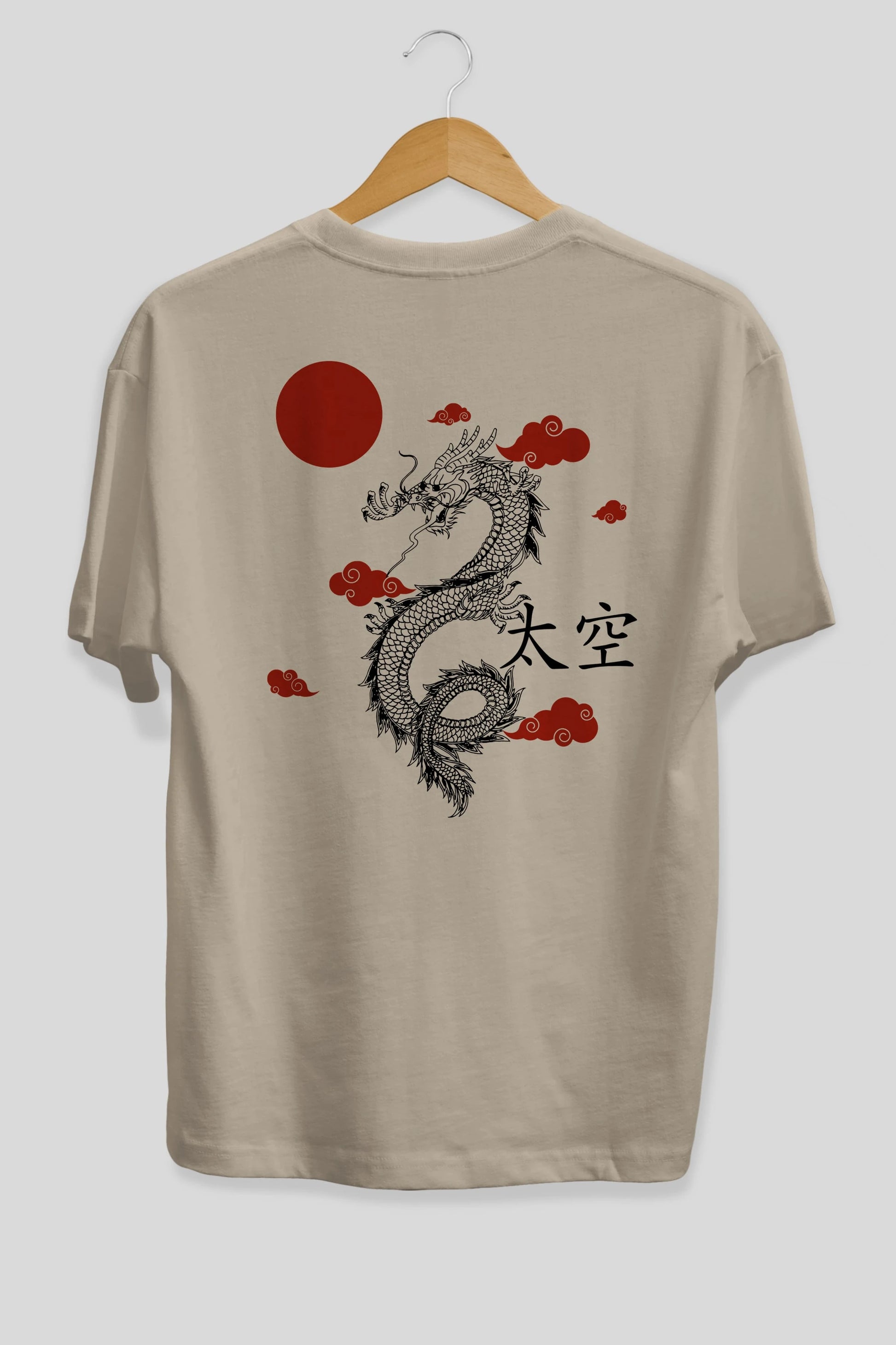 Chinese Dragon Arka Baskılı Oversize t-shirt Erkek Kadın Unisex