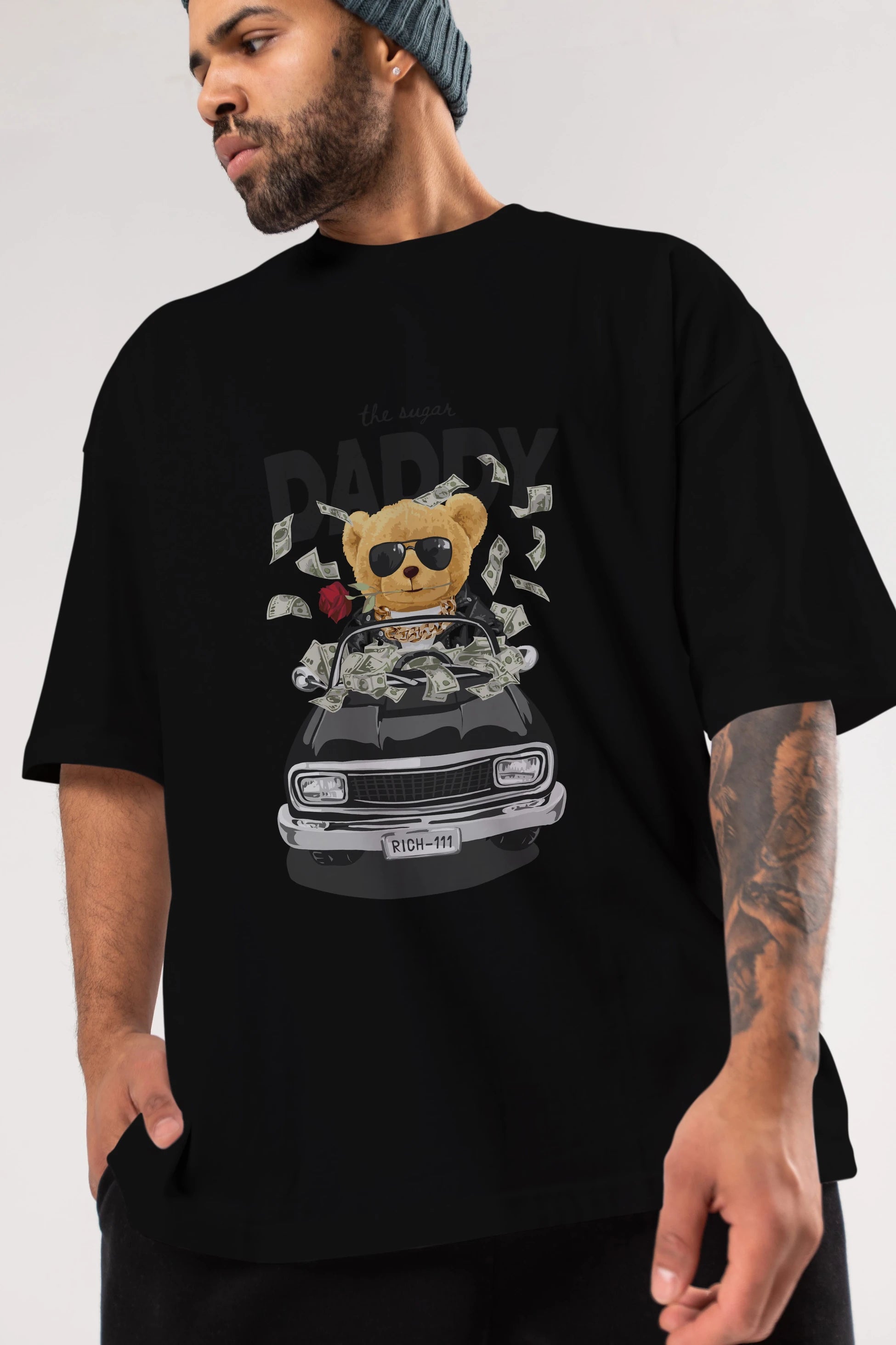 Teddy Bear Daddy Ön Baskılı Oversize t-shirt Erkek Kadın Unisex %100 Pamuk