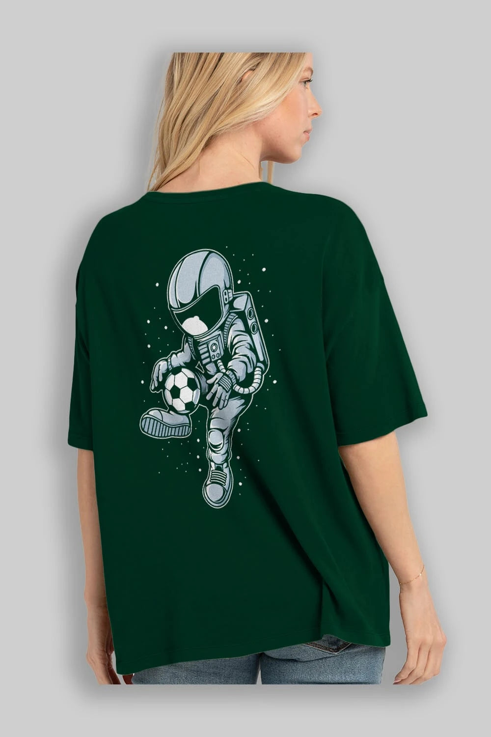 Astronaut Soccer Player Arka Baskılı Oversize t-shirt Erkek Kadın Unisex