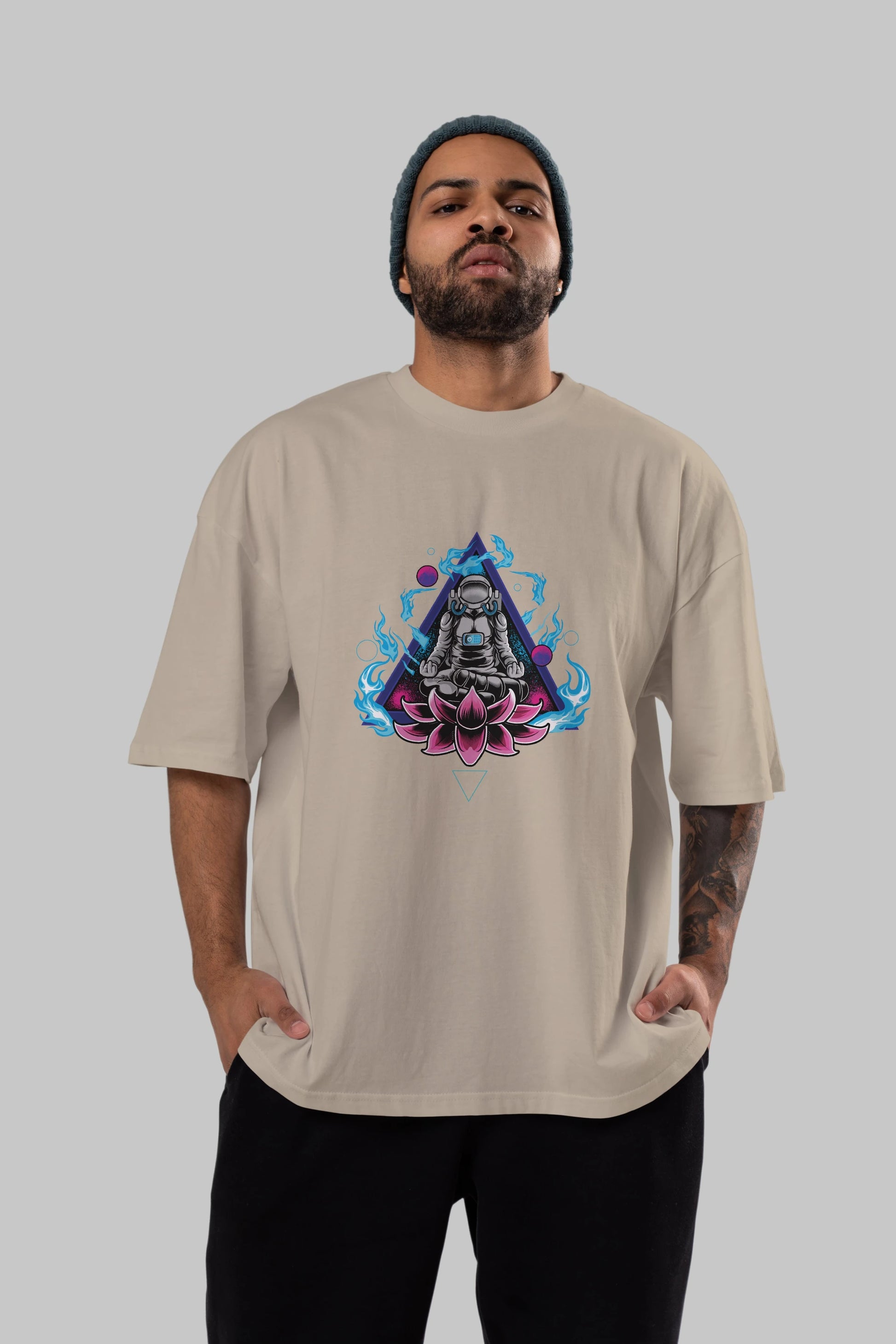 Astronaut Meditation (2) Ön Baskılı Oversize t-shirt Erkek Kadın Unisex