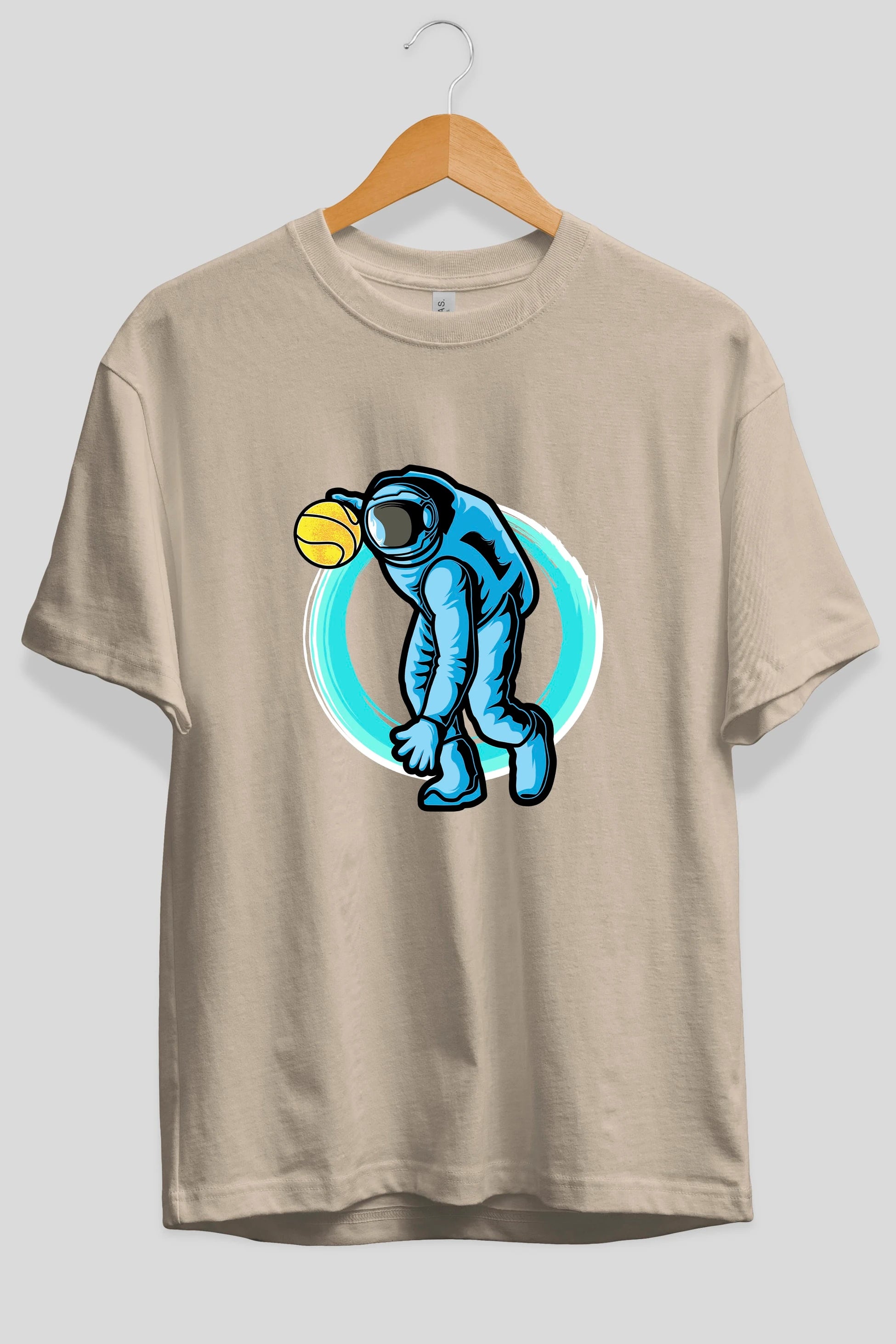 Astronaut Dribble Ön Baskılı Oversize t-shirt Erkek Kadın Unisex