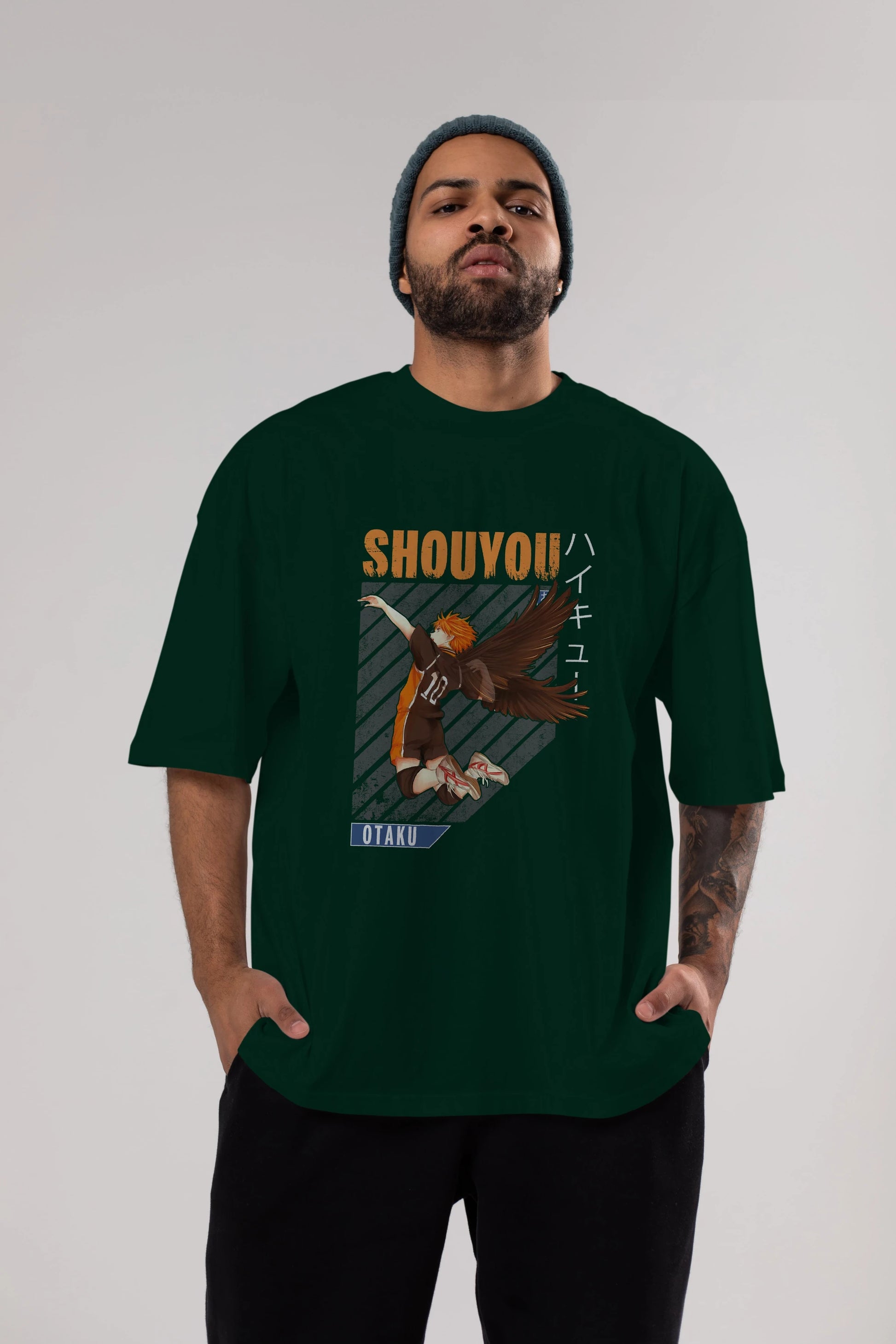 Shouyou Hinata 10 Anime Ön Baskılı Oversize t-shirt %100 pamuk Erkek Kadın Unisex
