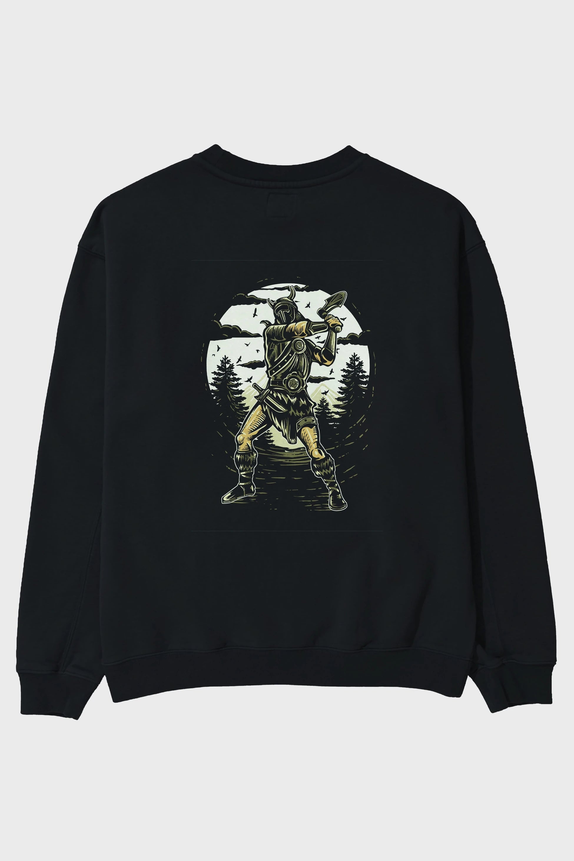 Viking Arka Baskılı Oversize Sweatshirt Erkek Kadın Unisex