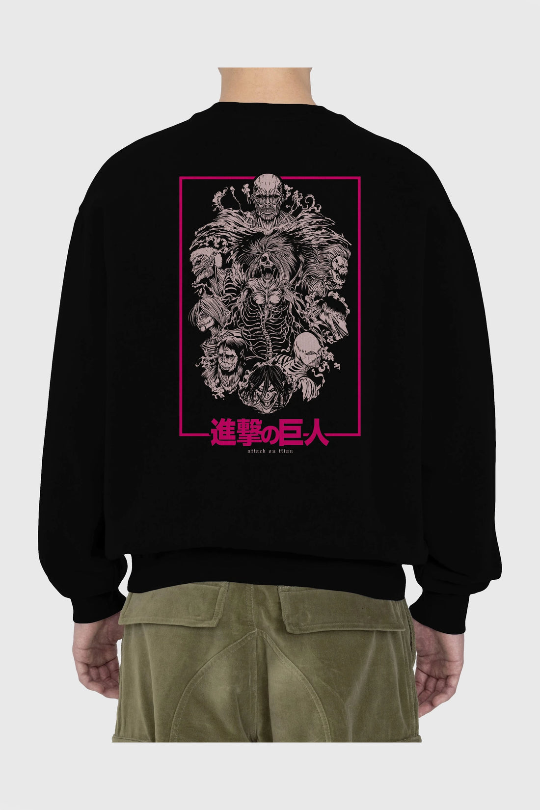 ATTACK ON TITANS Anime Arka Baskılı Oversize Sweatshirt Erkek Kadın Unisex