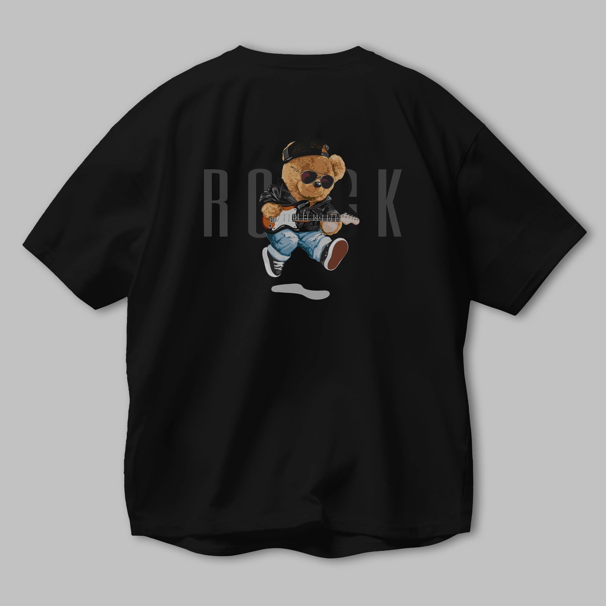 Teddy Bear Rock Arka Baskılı Oversize t-shirt Erkek Kadın Unisex %100 Pamuk