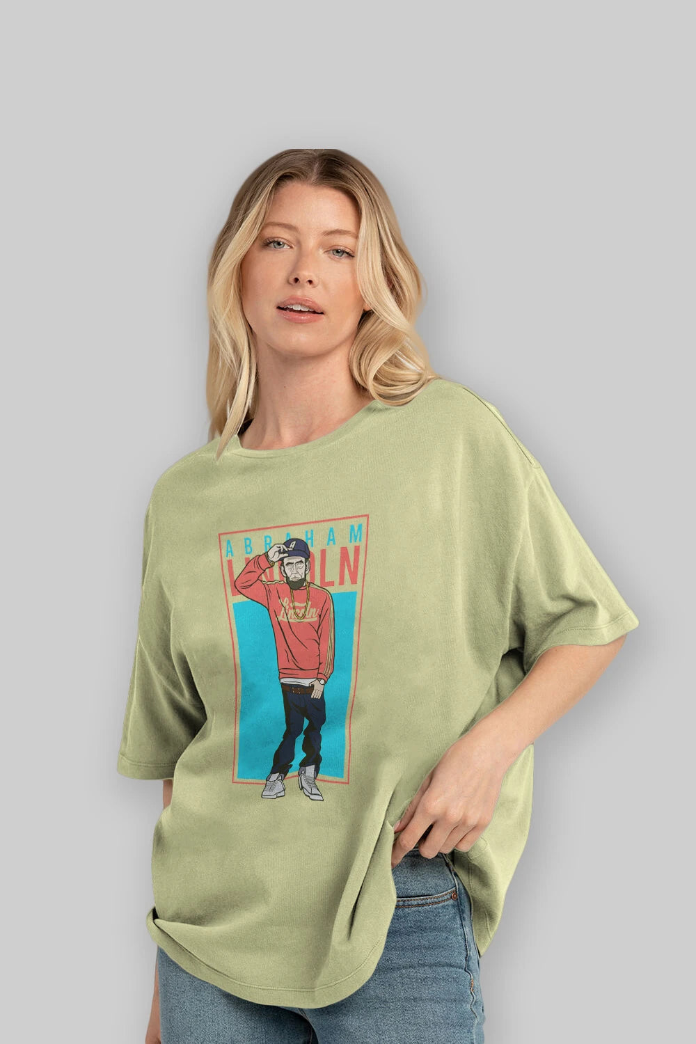 Abraham Lincoln Ön Baskılı Oversize t-shirt Erkek Kadın Unisex %100 Pamuk tişort