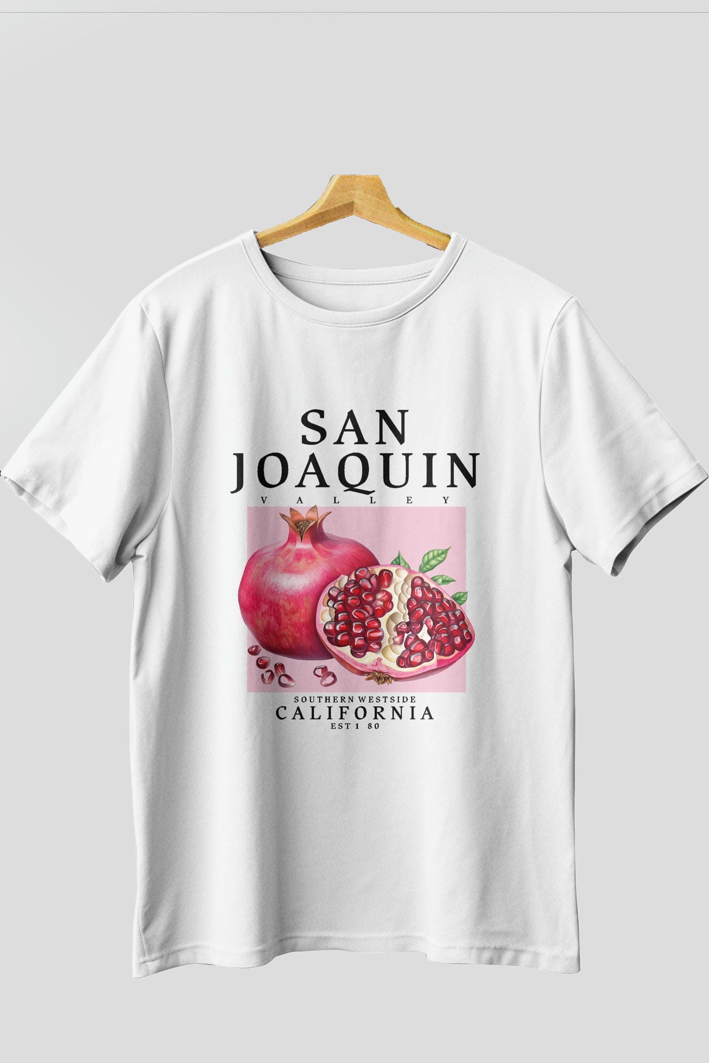 San Joaquin Nar Ön Baskılı Oversize t-shirt Erkek Kadın Pamuk Bisiklet Yaka tişort