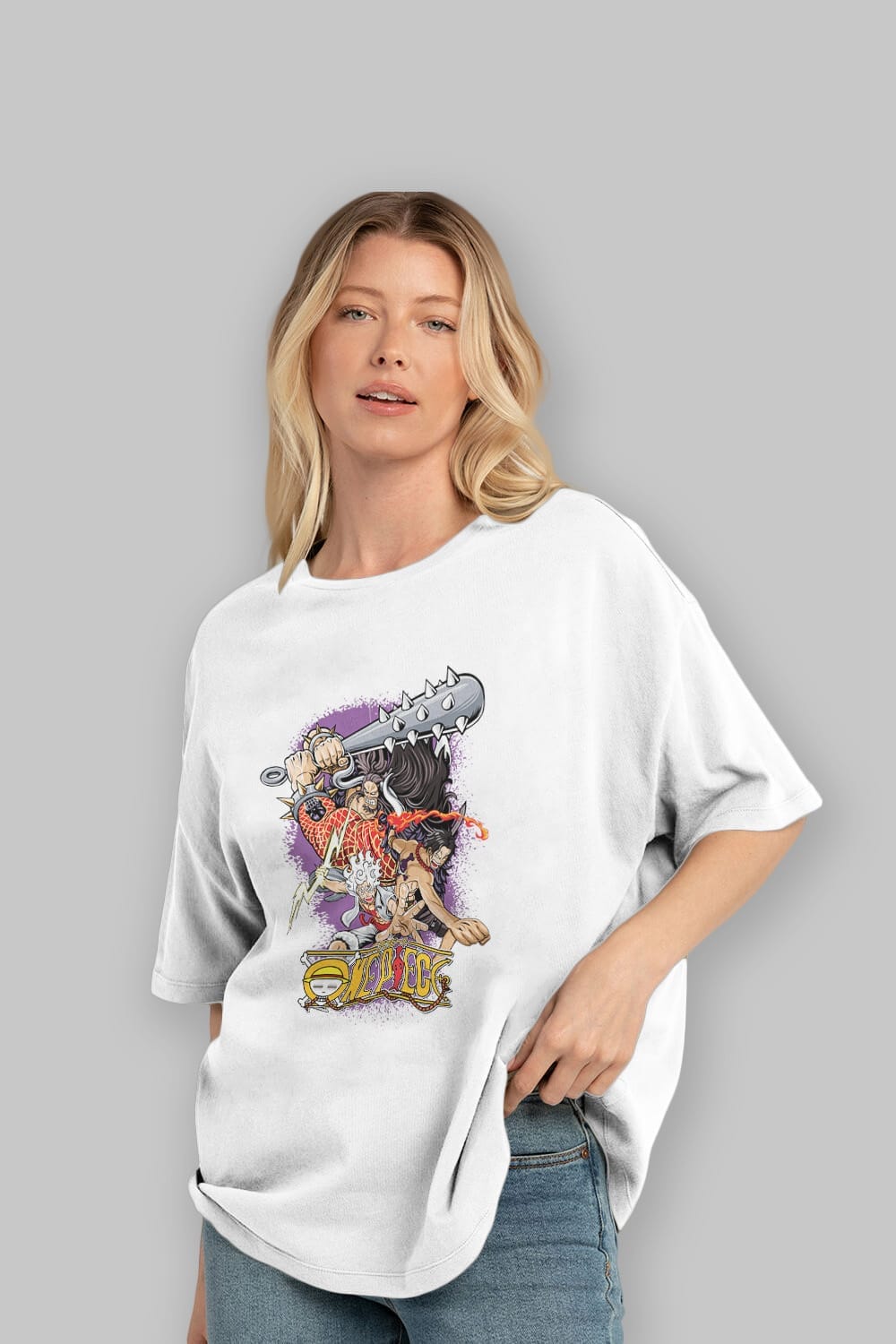 ONE PIECE (6) Anime Ön Baskılı Oversize t-shirt %100 pamuk Erkek Kadın Unisex