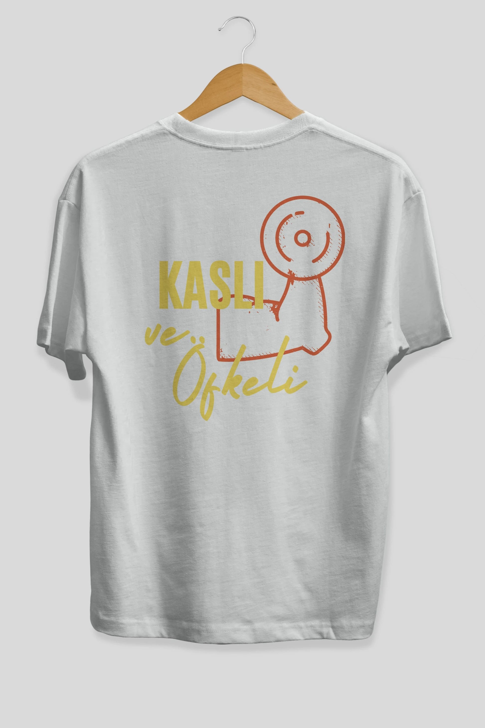 Kaslı ve Öfkeli Yazılı Arka Baskılı Oversize t-shirt Erkek Kadın Unisex