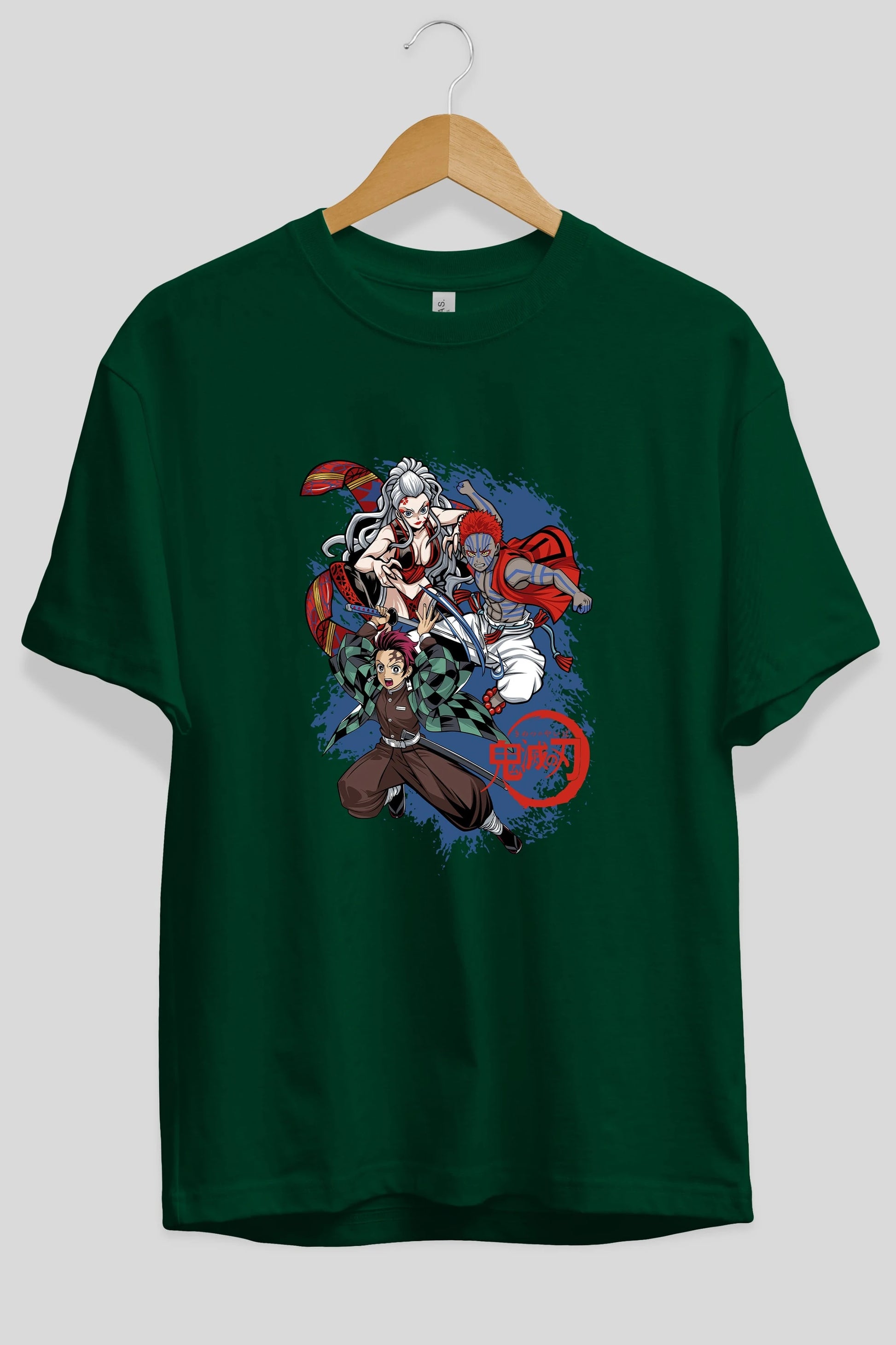 TANJIRO ,AKAZA,DAKI Anime Ön Baskılı Oversize t-shirt %100 pamuk Erkek Kadın Unisex