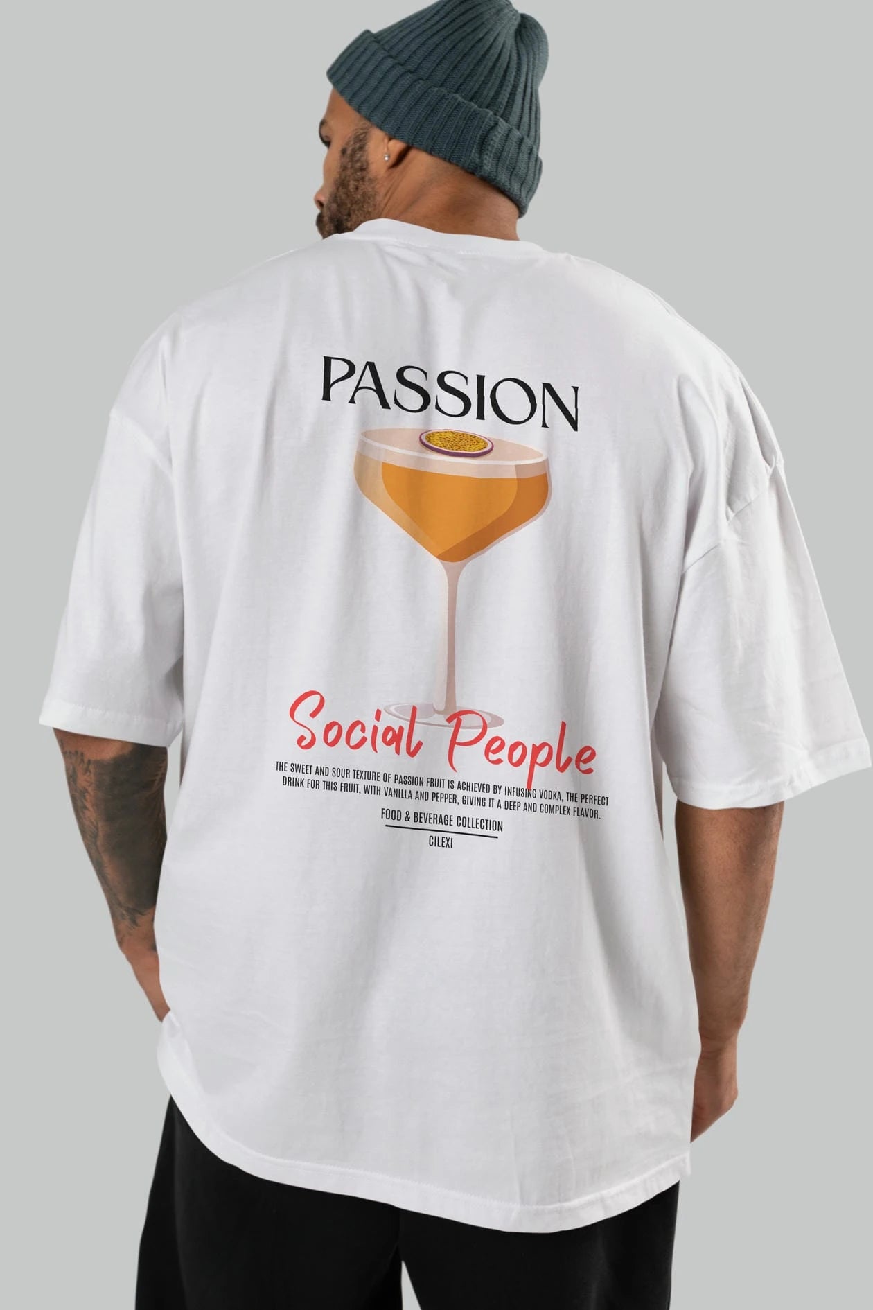 Passion Kokteyl Serisi Baskılı Oversize t-shirt Erkek Kadın Unisex %100 Pamuk Bisiklet Yaka tişort