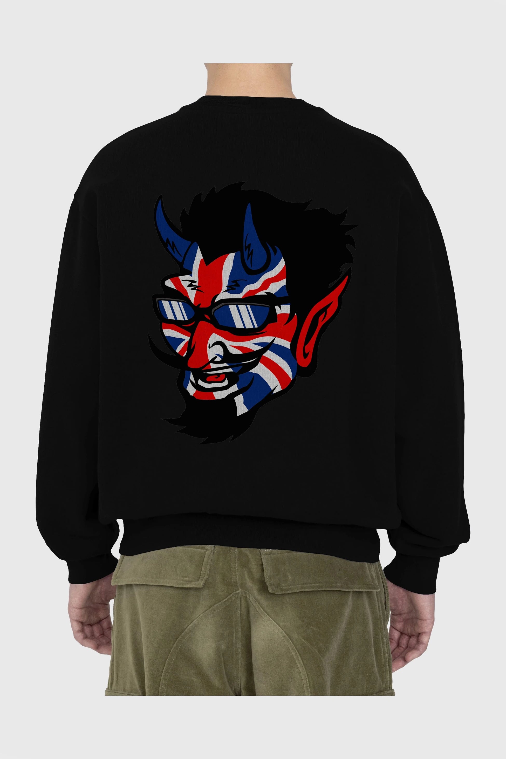 UK Devil Arka Baskılı Oversize Sweatshirt Erkek Kadın Unisex