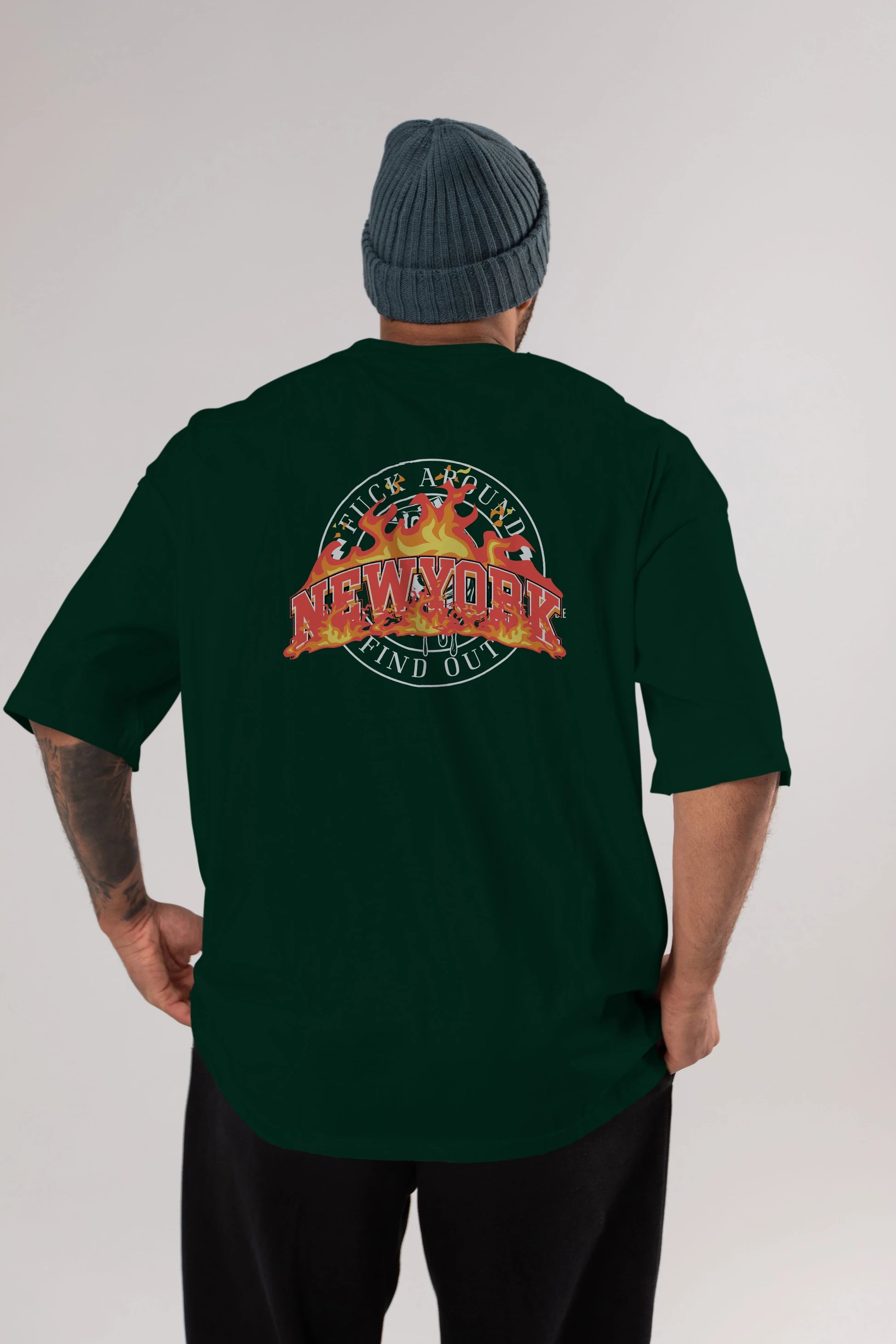 Newyork Style Arka Baskılı Oversize t-shirt Erkek Kadın Unisex