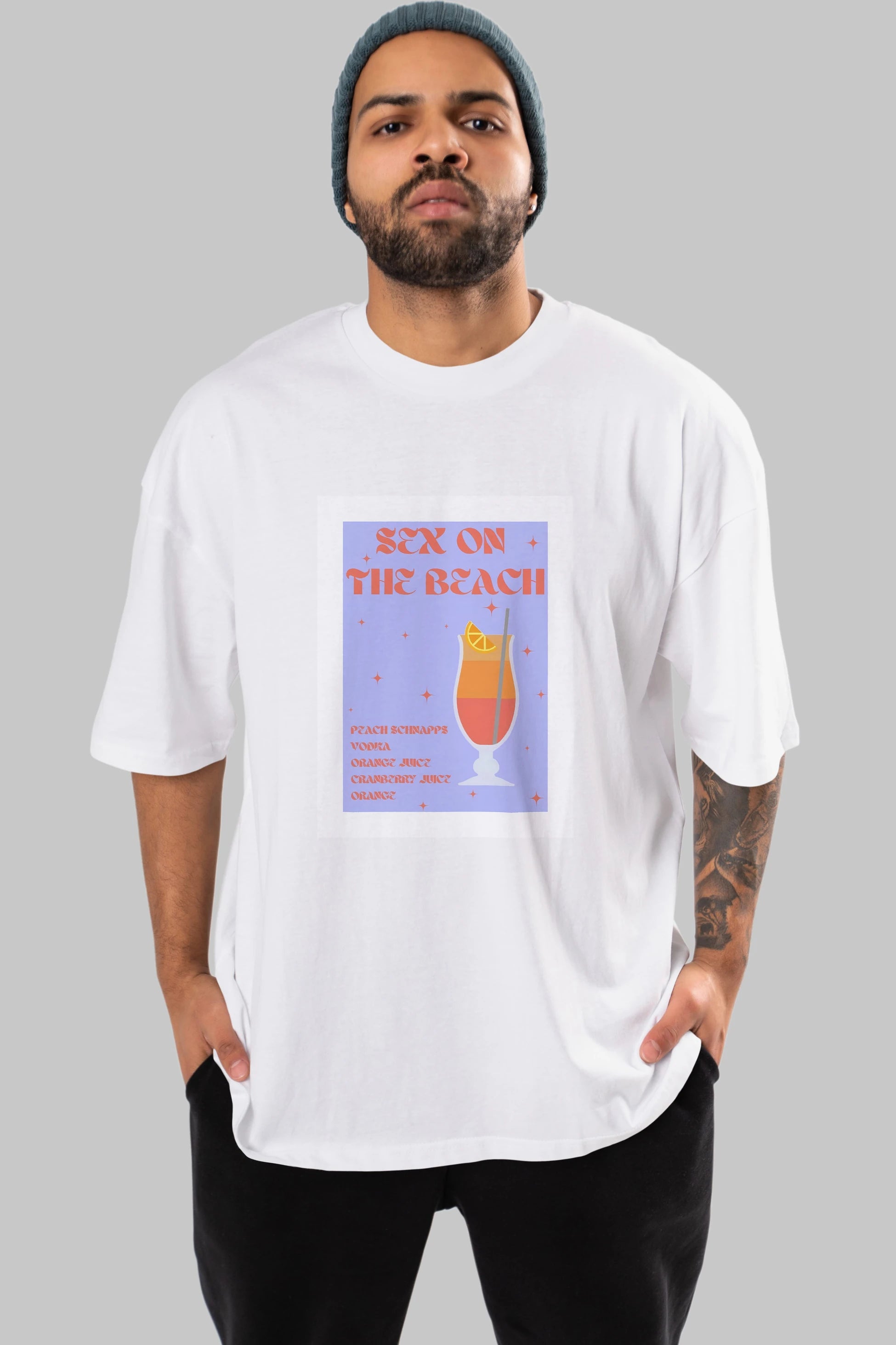 Sex On The Beach Ön Baskılı Oversize t-shirt Erkek Kadın Unisex %100 Pamuk Bisiklet Yaka tişort