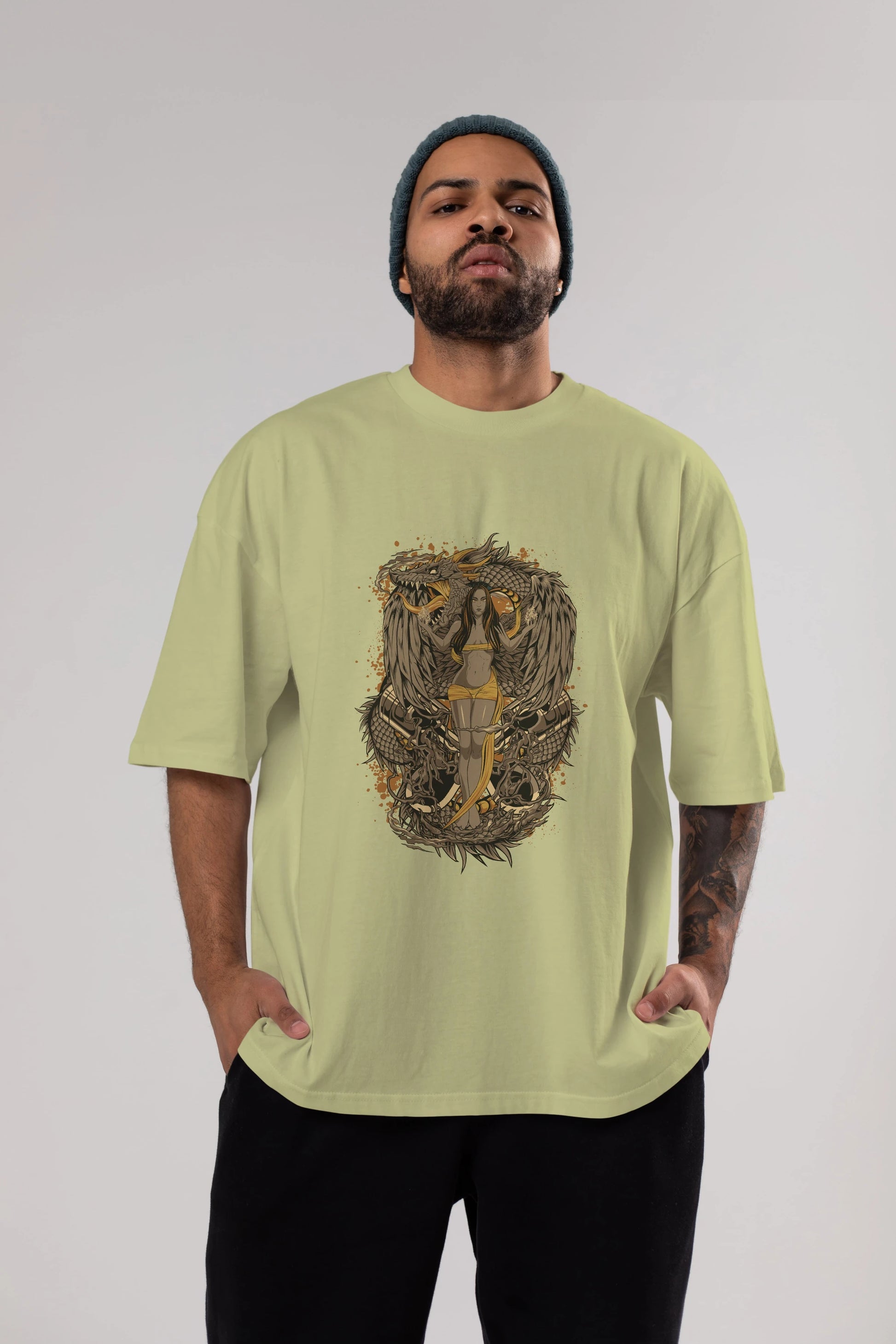 TRIBAL (3) Anime Ön Baskılı Oversize t-shirt %100 pamuk Erkek Kadın Unisex