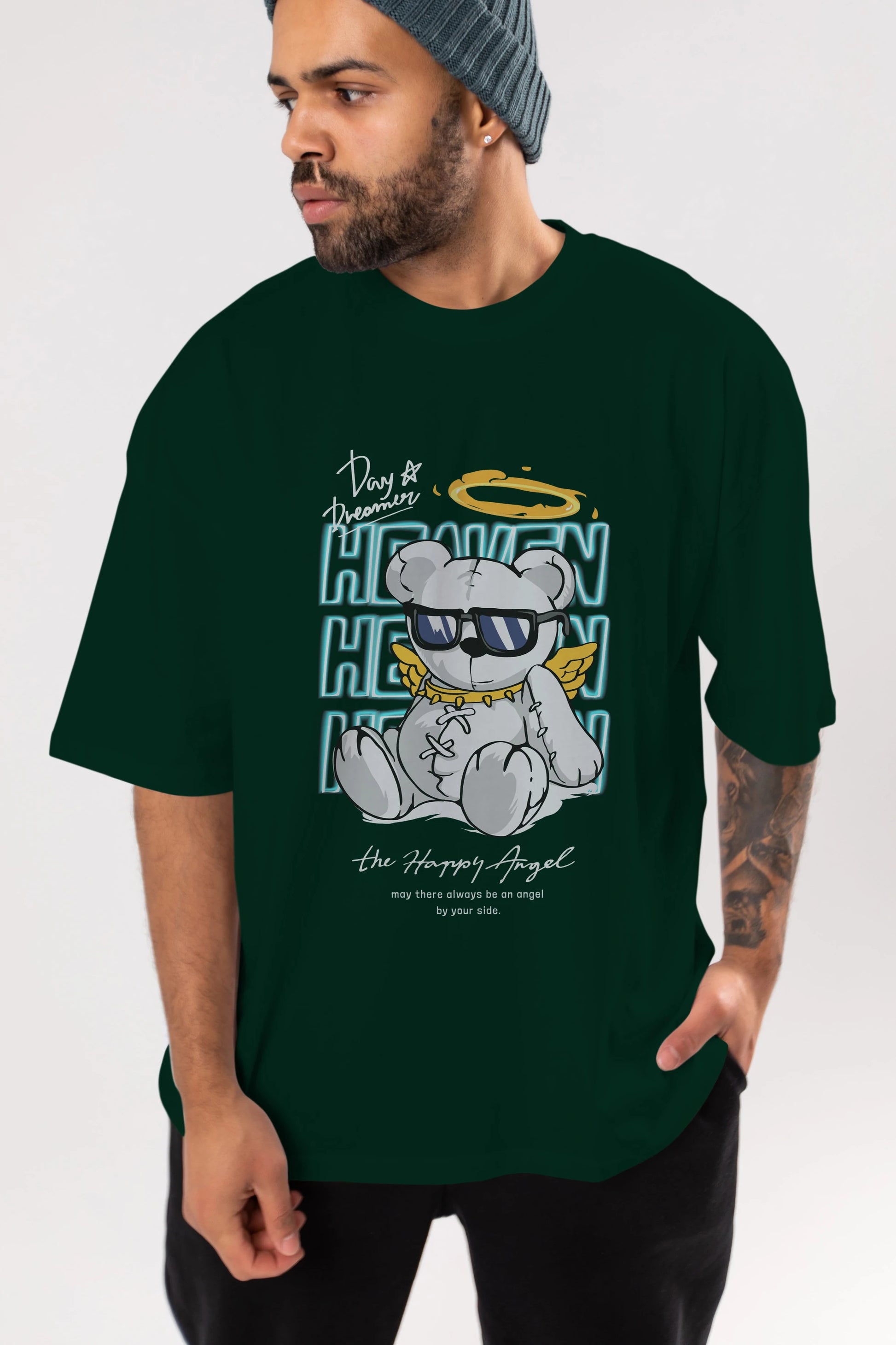 Heaven Bear Ön Baskılı Oversize t-shirt Erkek Kadın Unisex