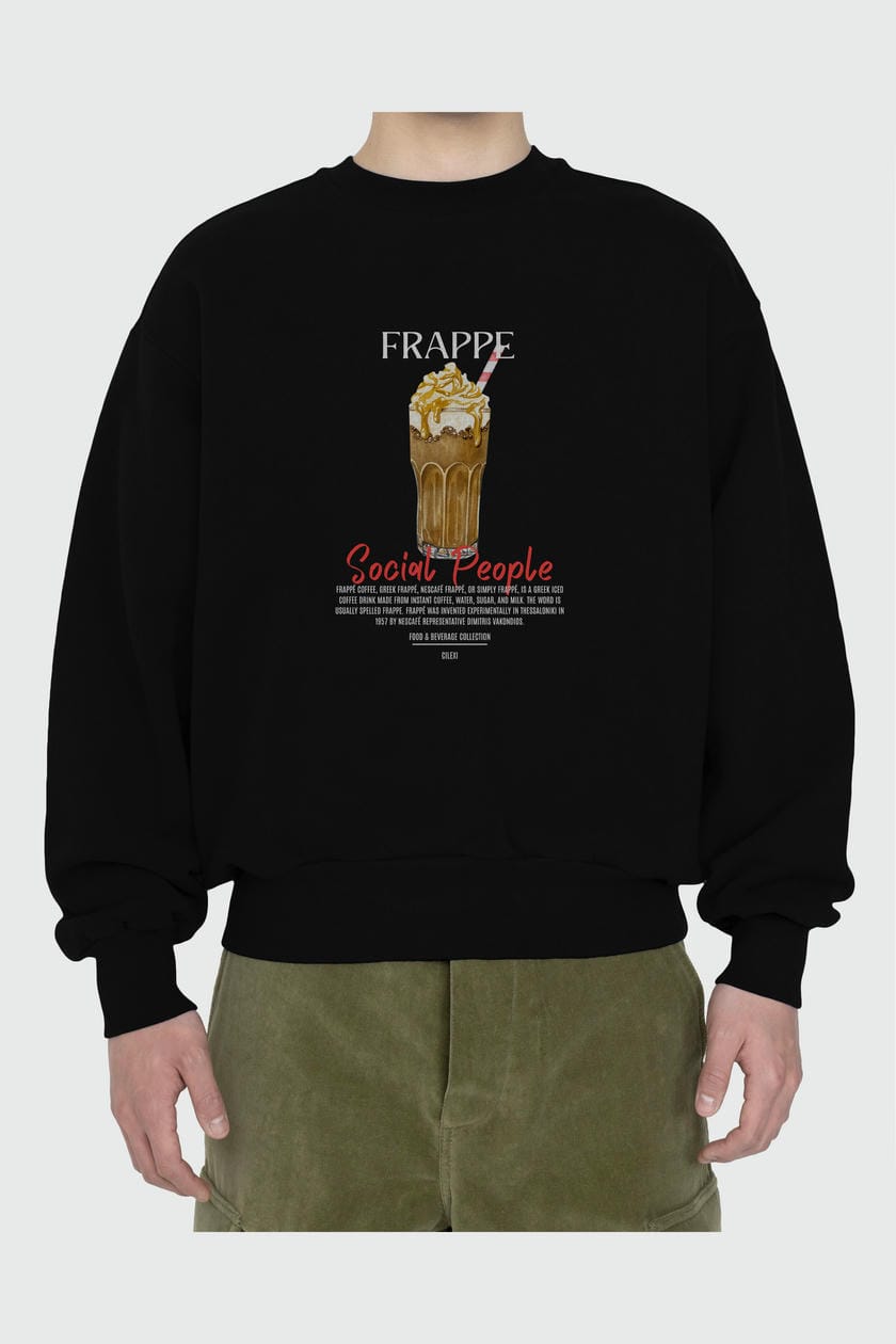 Frappe ön Baskılı Oversize Sweatshirt Erkek Kadın Unisex