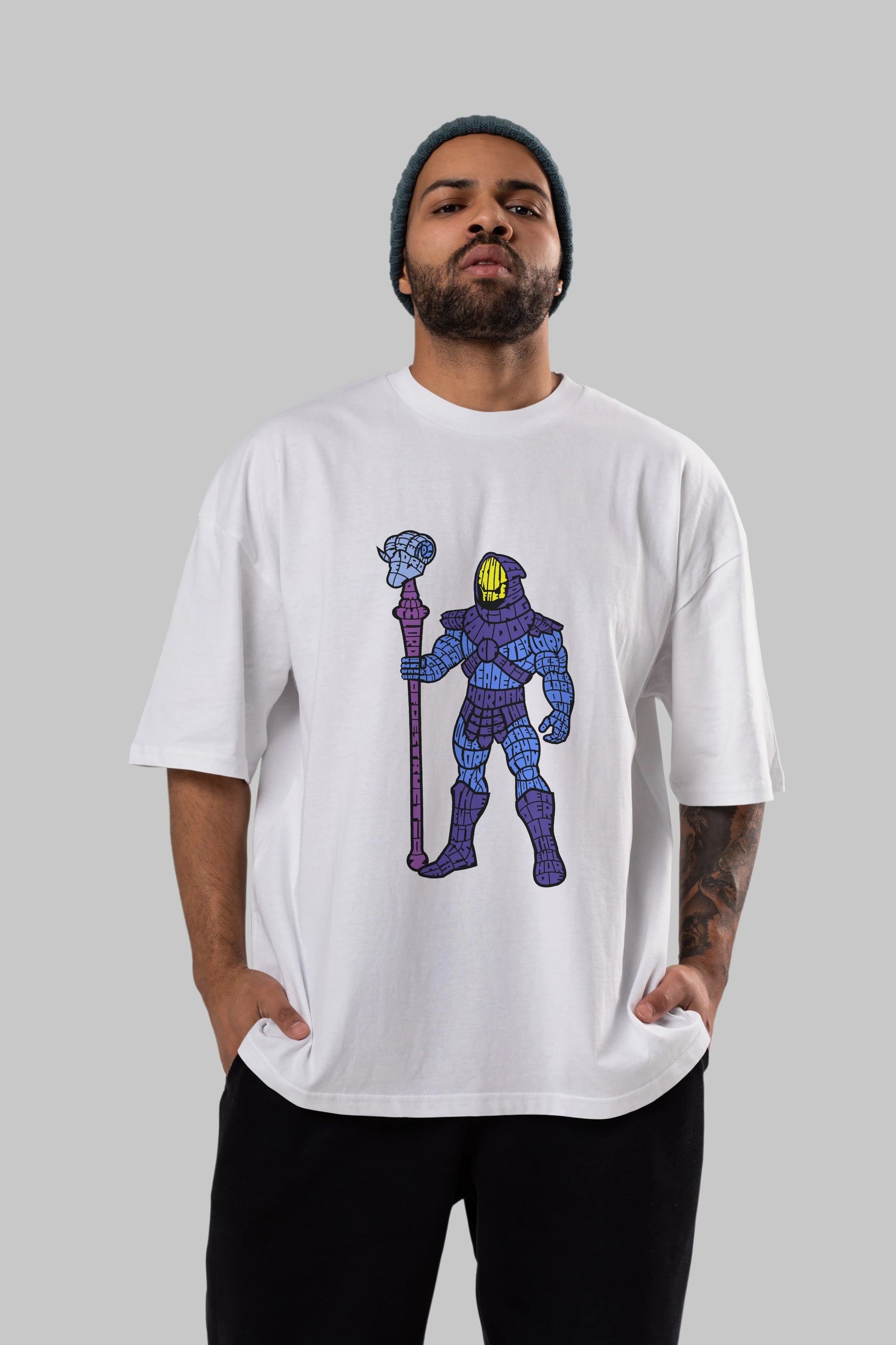 Skull Face Ön Baskılı Oversize t-shirt %100 pamuk Erkek Kadın Unisex