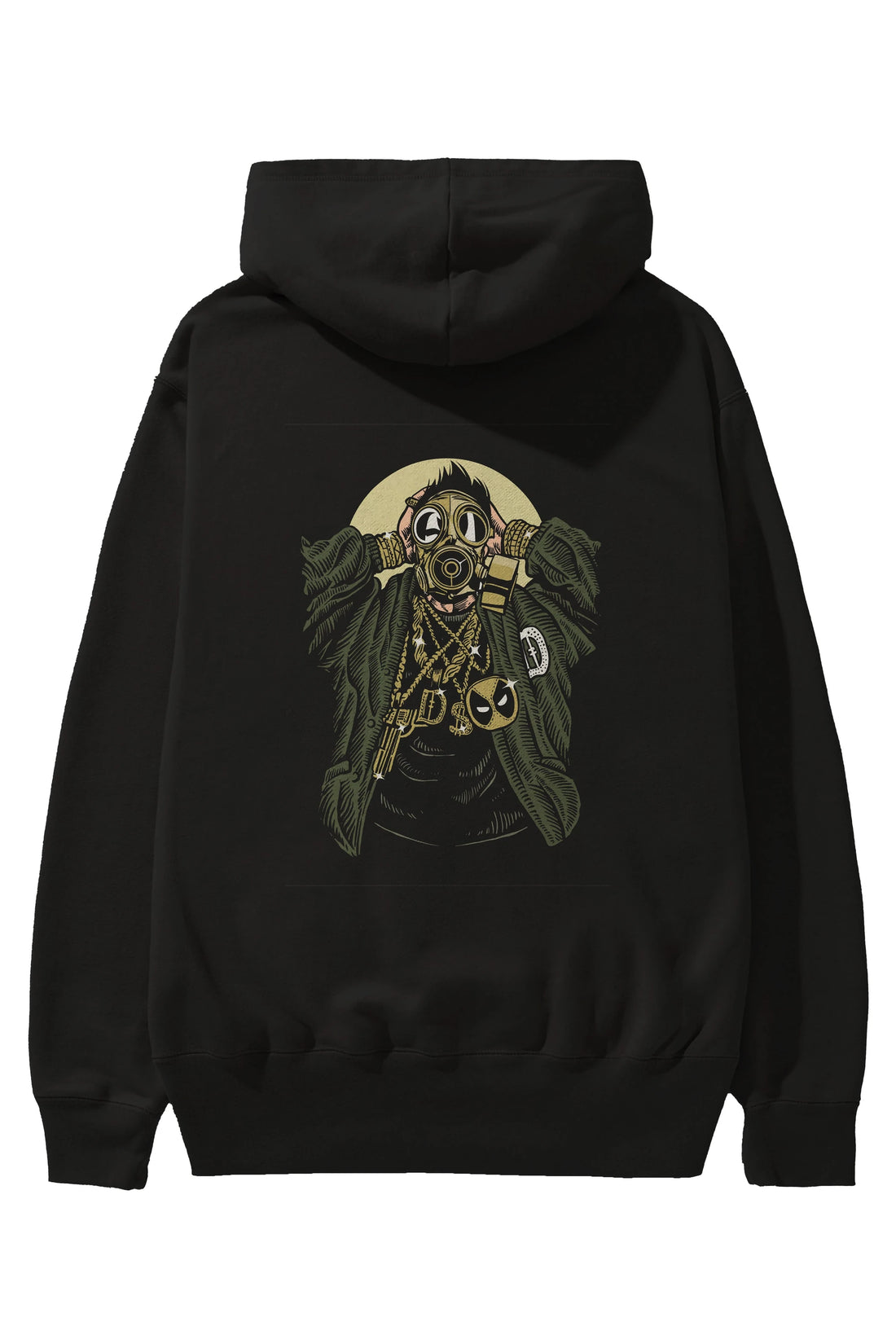 Gasmask Gangsta Arka Baskılı Hoodie Oversize Kapüşonlu Sweatshirt Erkek Kadın Unisex
