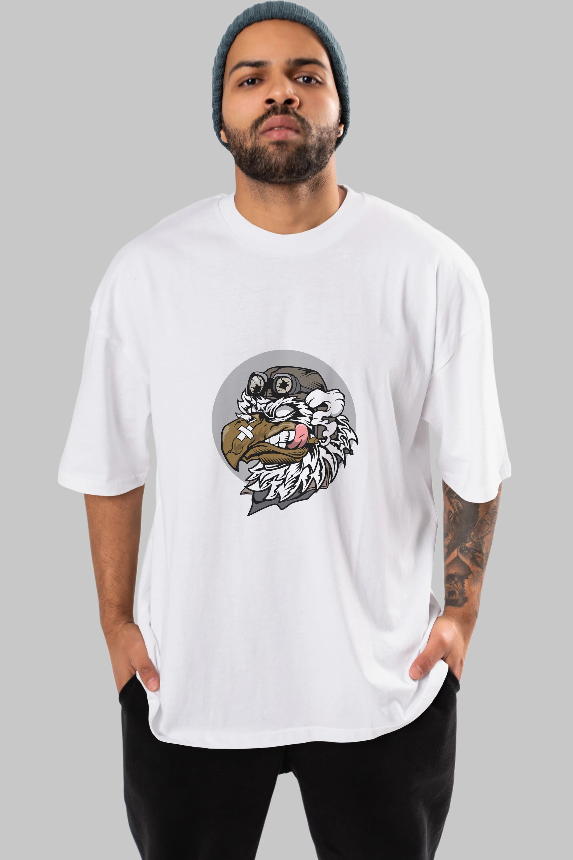 Bird Pilot Ön Baskılı Oversize t-shirt Erkek Kadın Unisex %100 Pamuk tişort
