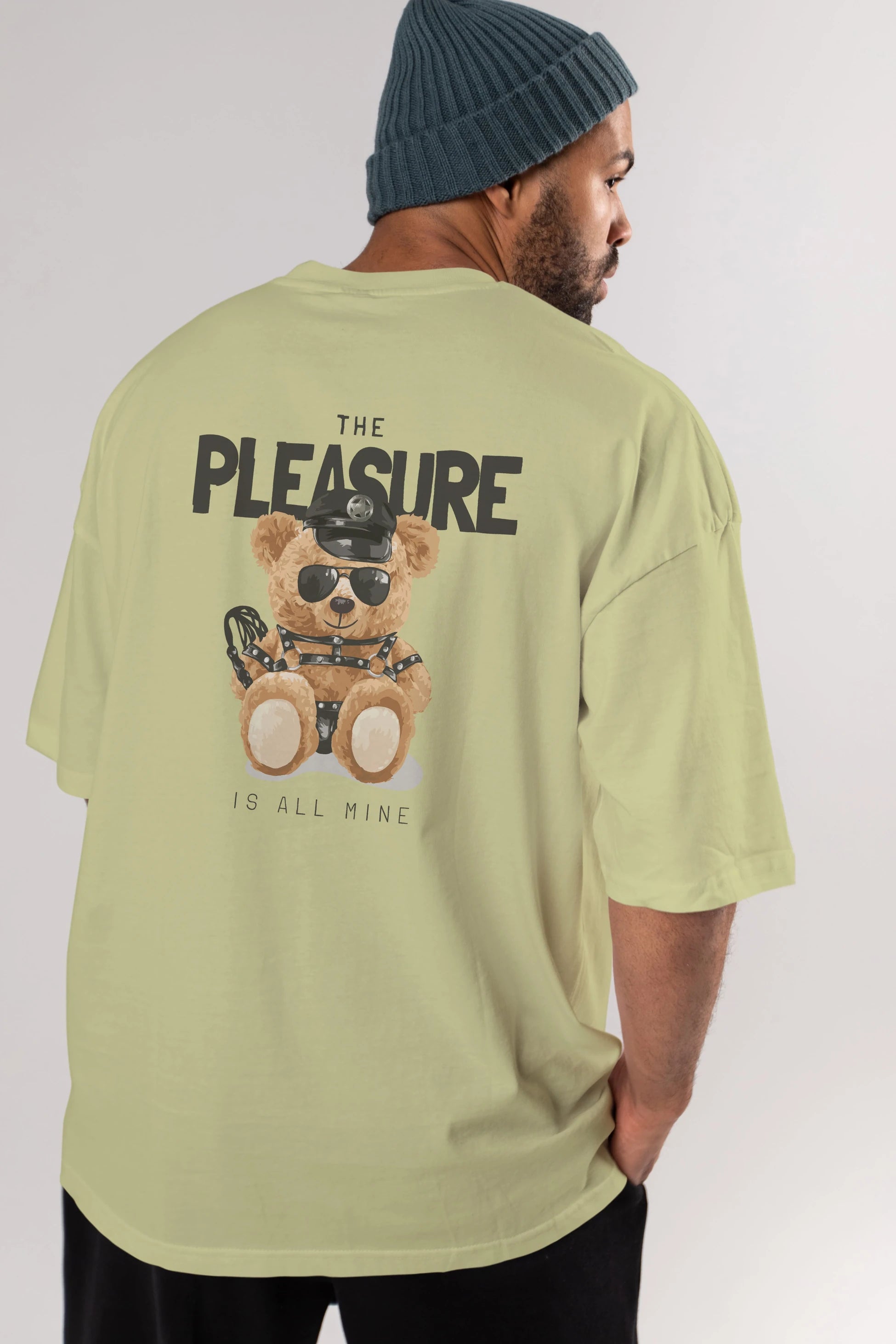 Teddy Bear The Pleasure Arka Baskılı Oversize t-shirt Erkek Kadın Unisex %100 Pamuk