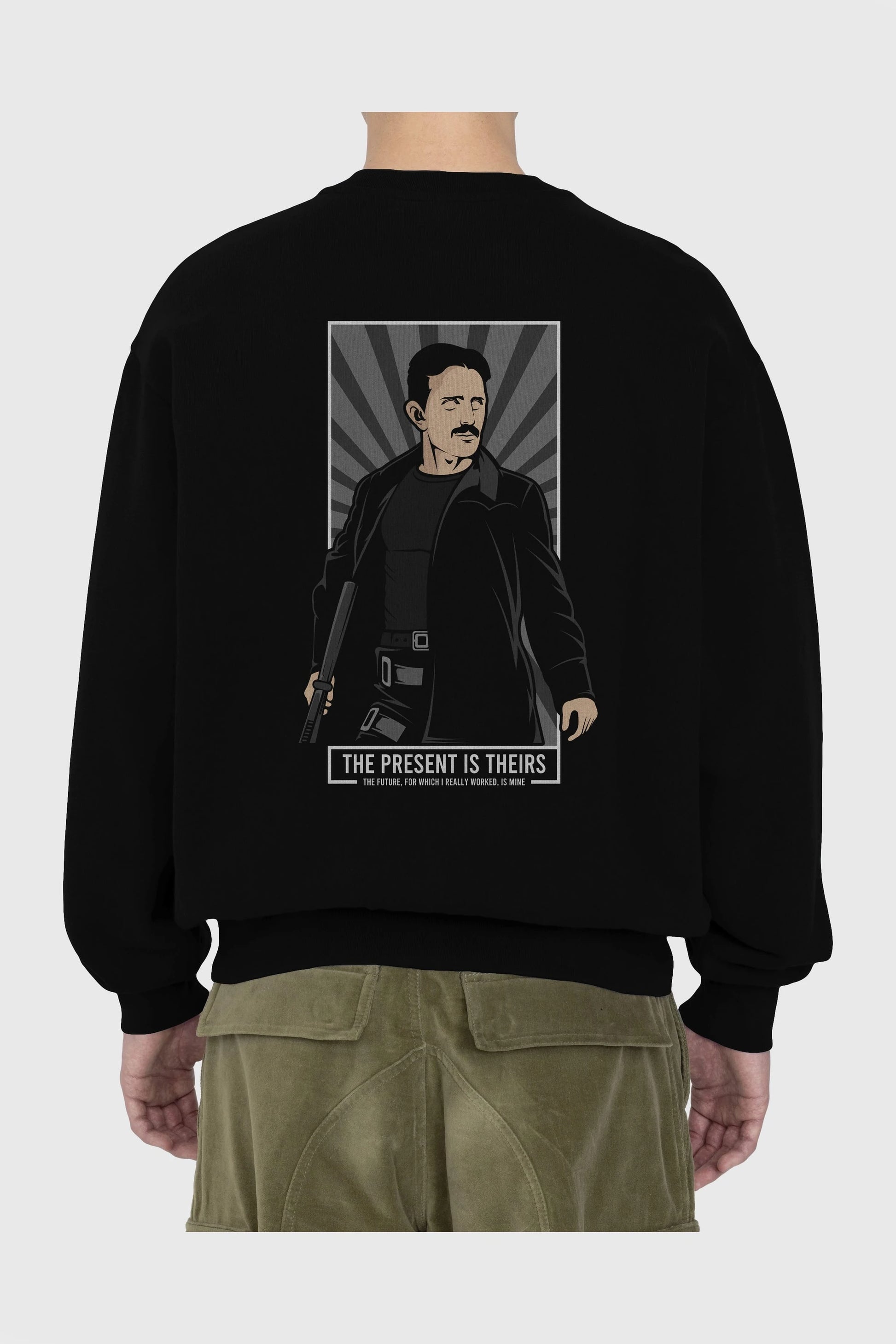 Tesla Matrix Arka Baskılı Oversize Sweatshirt Erkek Kadın Unisex
