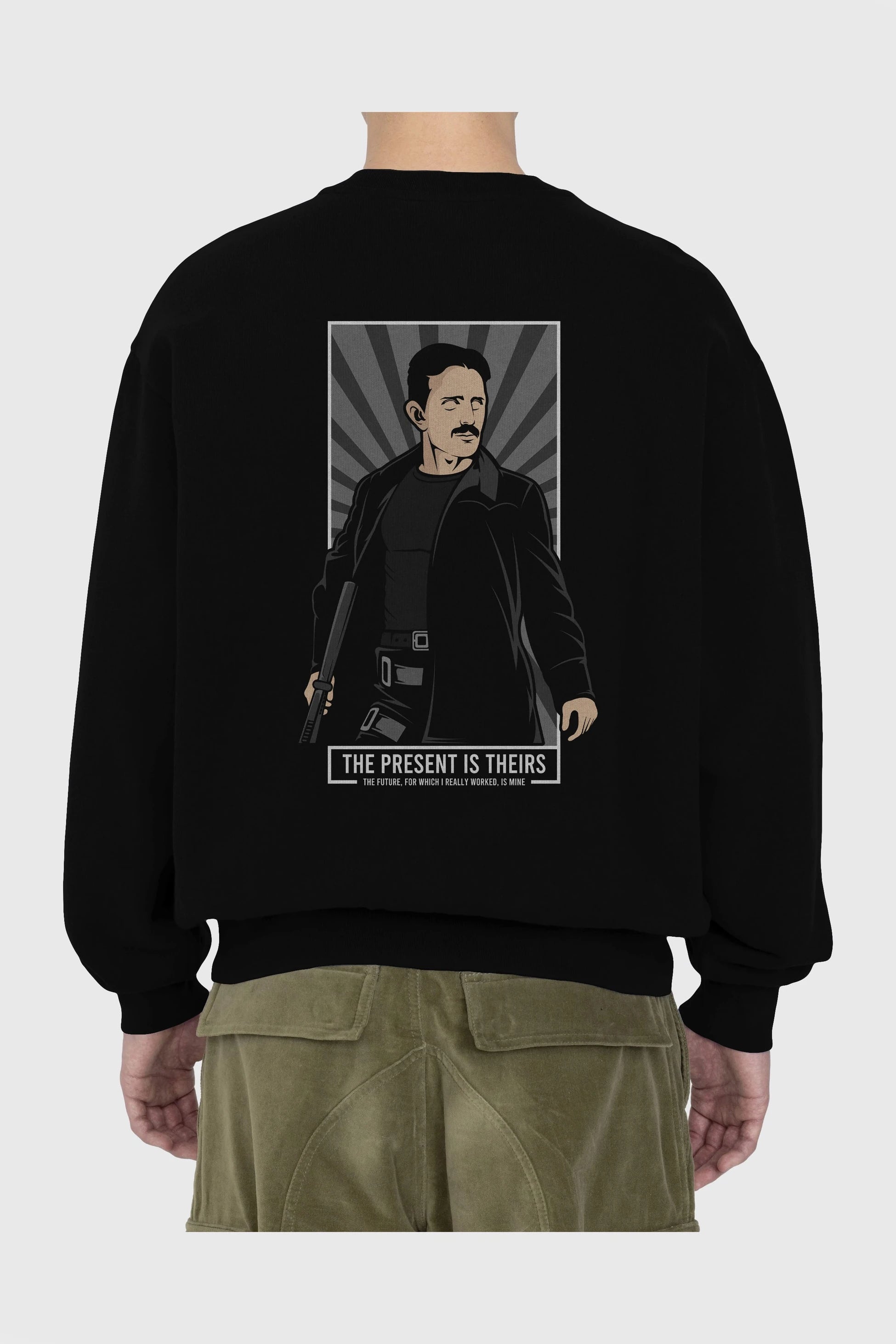 Tesla Matrix Arka Baskılı Oversize Sweatshirt Erkek Kadın Unisex