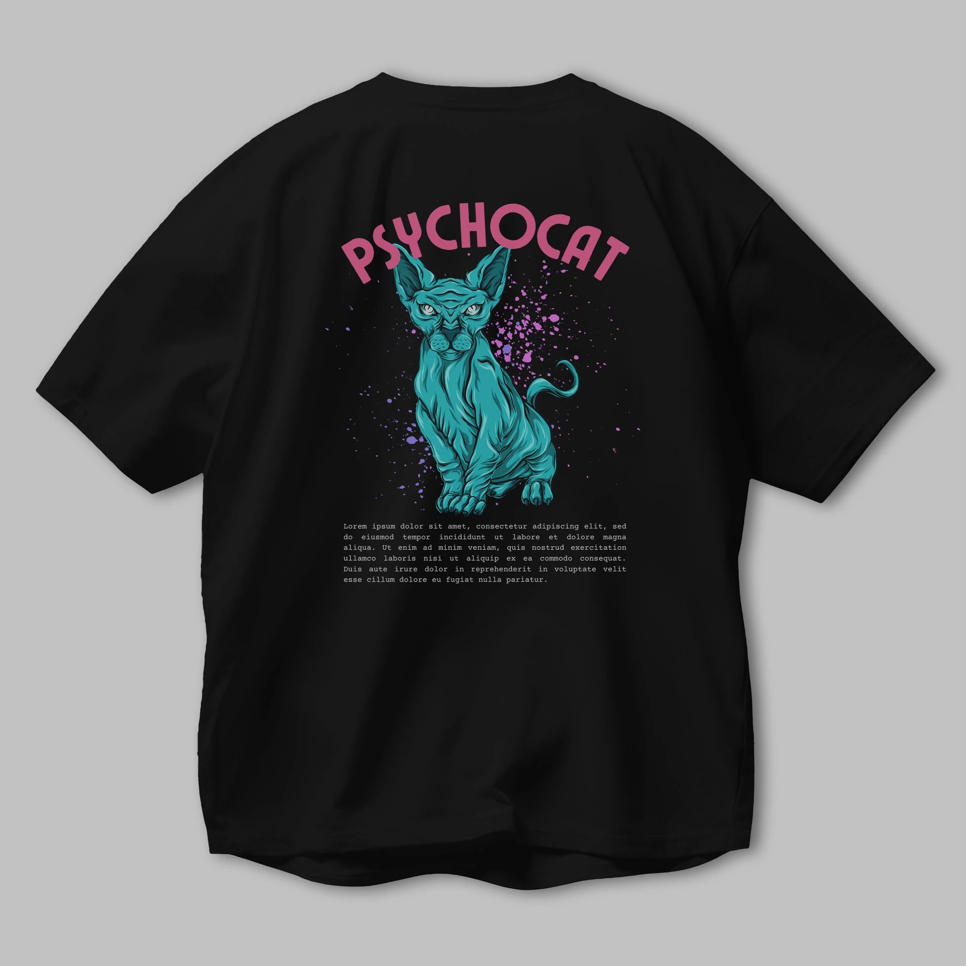 Psychocat Arka Baskılı Oversize t-shirt Erkek Kadın Unisex