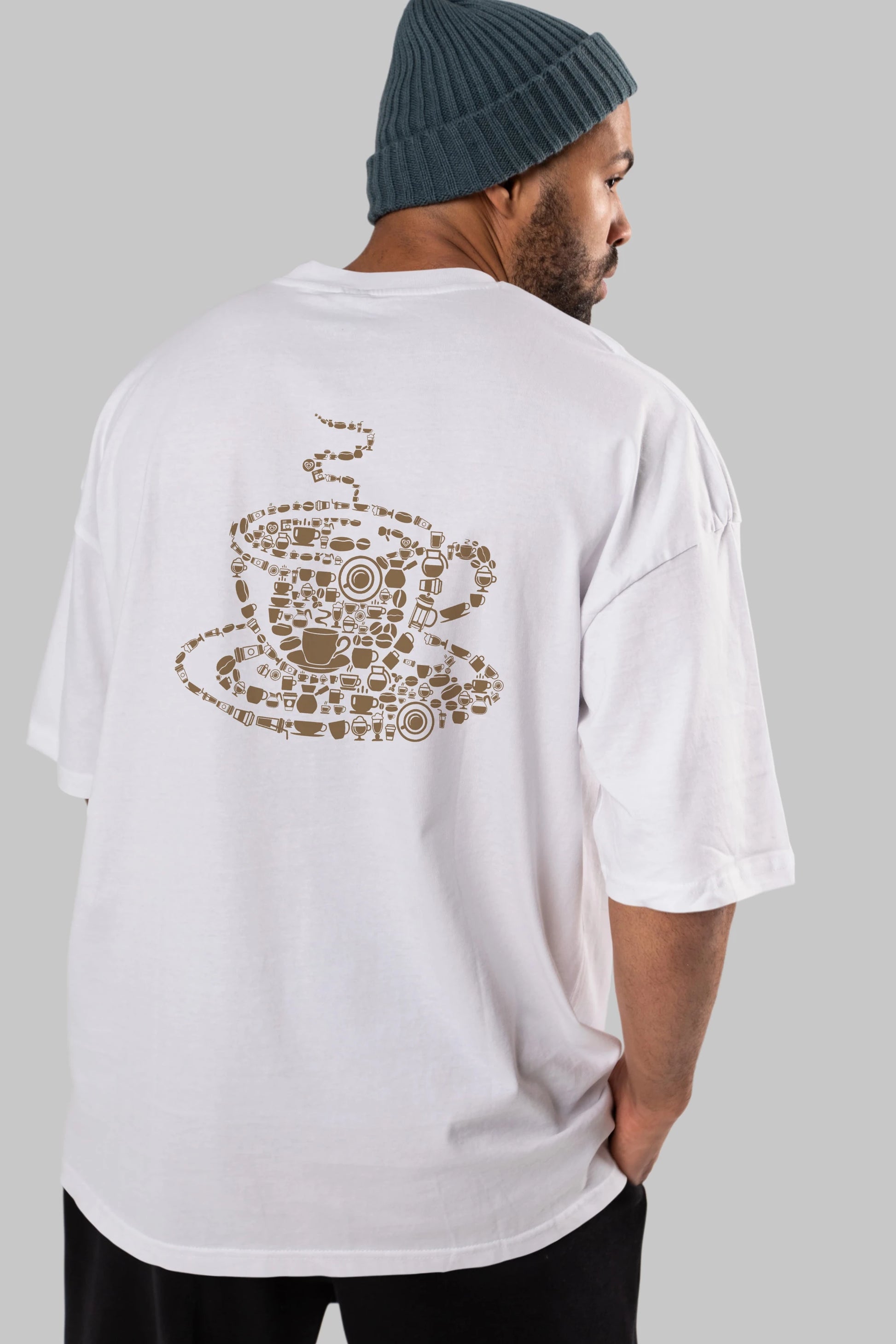 Coffee Arka Baskılı Oversize t-shirt %100 pamuk Erkek Kadın Unisex