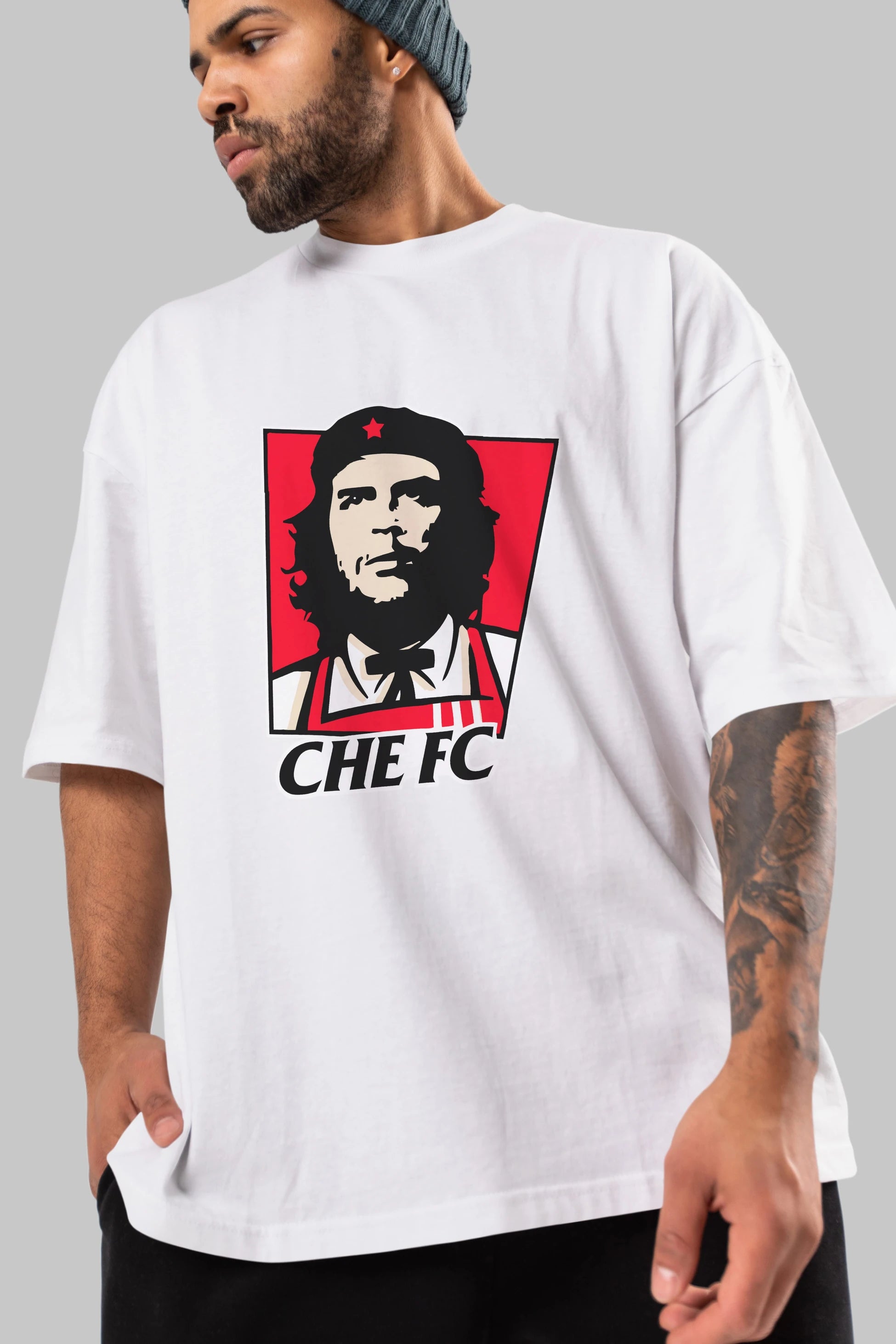 Che FC Ön Baskılı Oversize t-shirt Erkek Kadın Unisex %100 Pamuk Bisiklet Yaka tişort