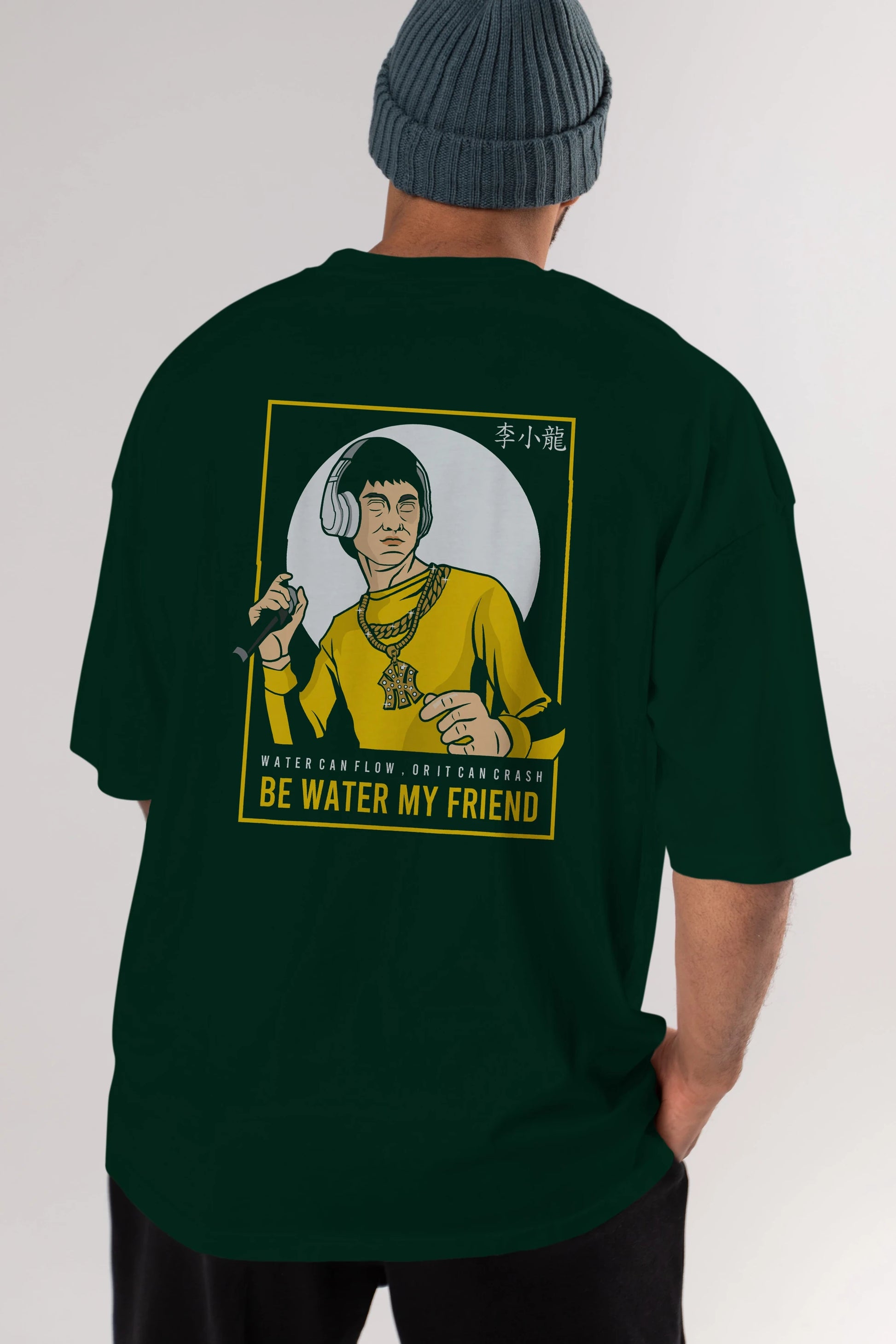 Bruce Lee Rapper Arka Baskılı Oversize t-shirt Erkek Kadın Unisex %100 Pamuk tişort