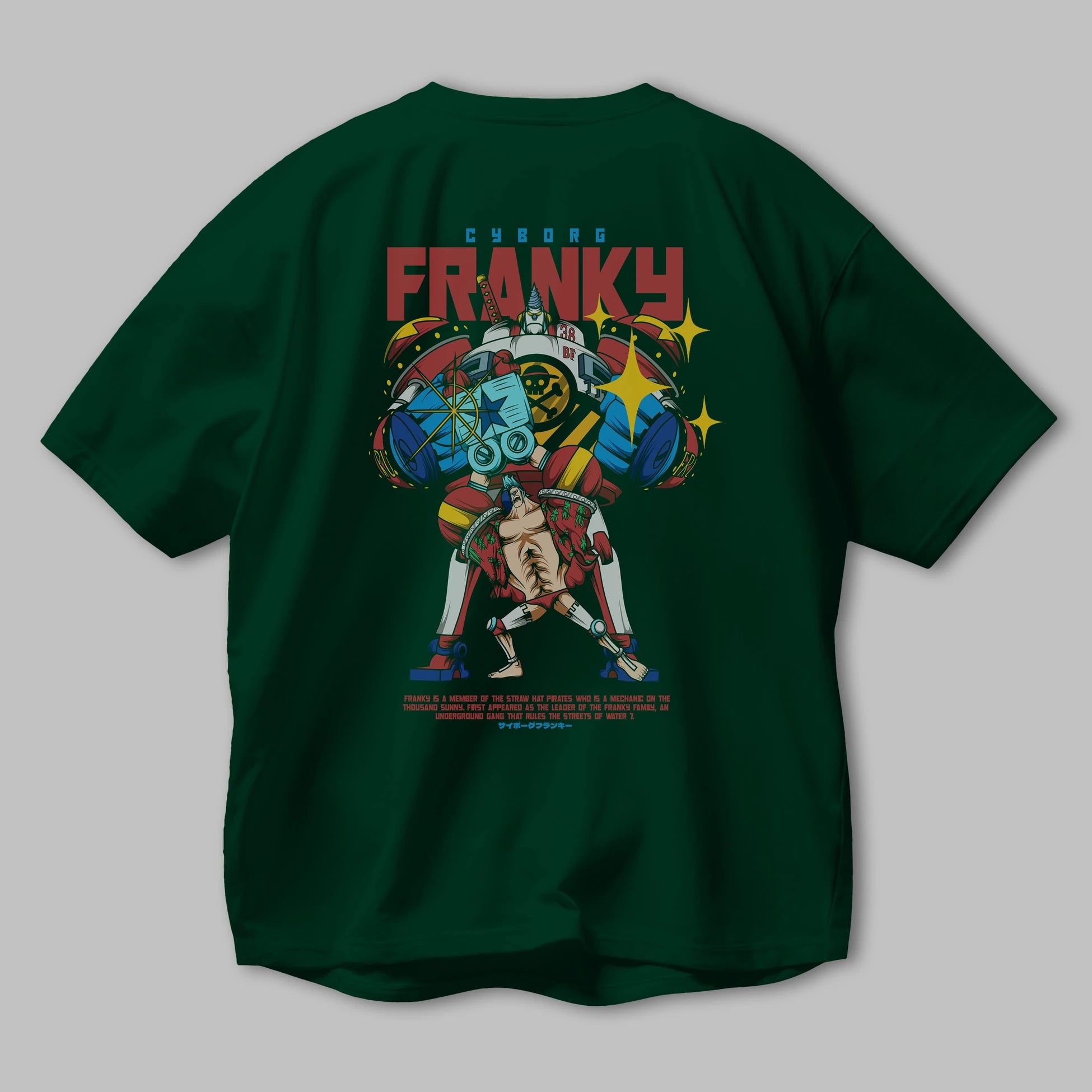 Cyborg Franky Anime Arka Baskılı Oversize t-shirt Erkek Kadın Unisex