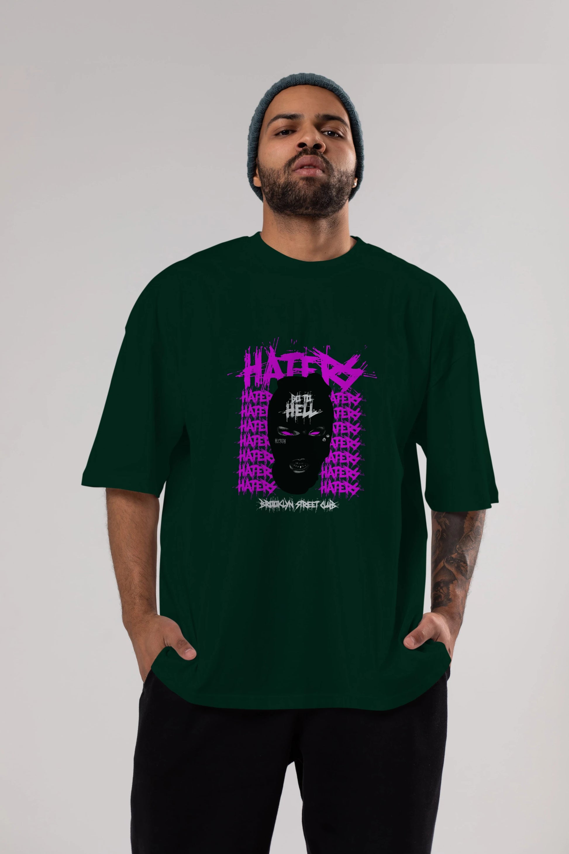 Haters Brooklyn Street Club Ön Baskılı Oversize t-shirt Erkek Kadın Unisex