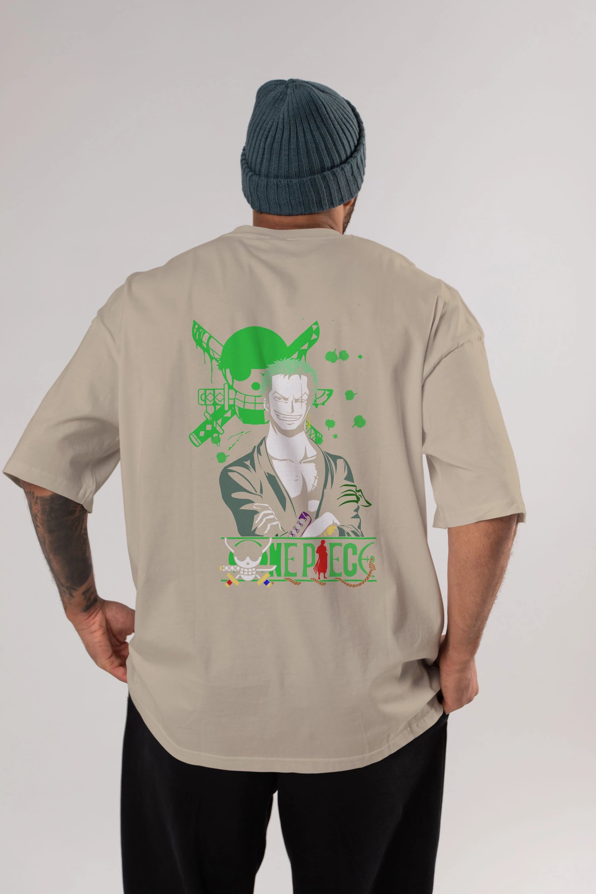 Roronoa Zoro 2 Anime Arka Baskılı Oversize t-shirt Erkek Kadın Unisex %100 pamuk tişort