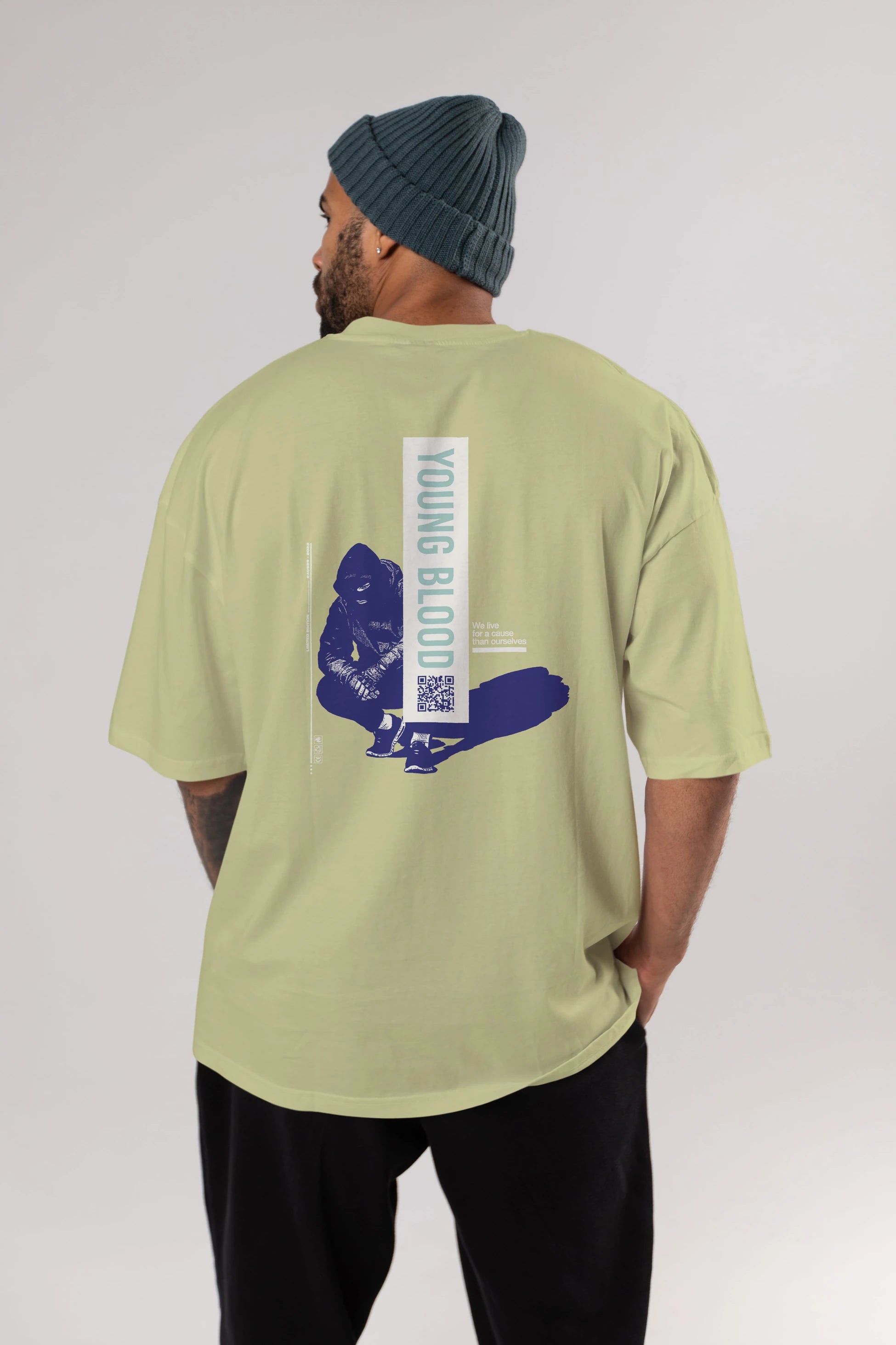 Young Blood Arka Baskılı Oversize t-shirt Erkek Kadın Unisex