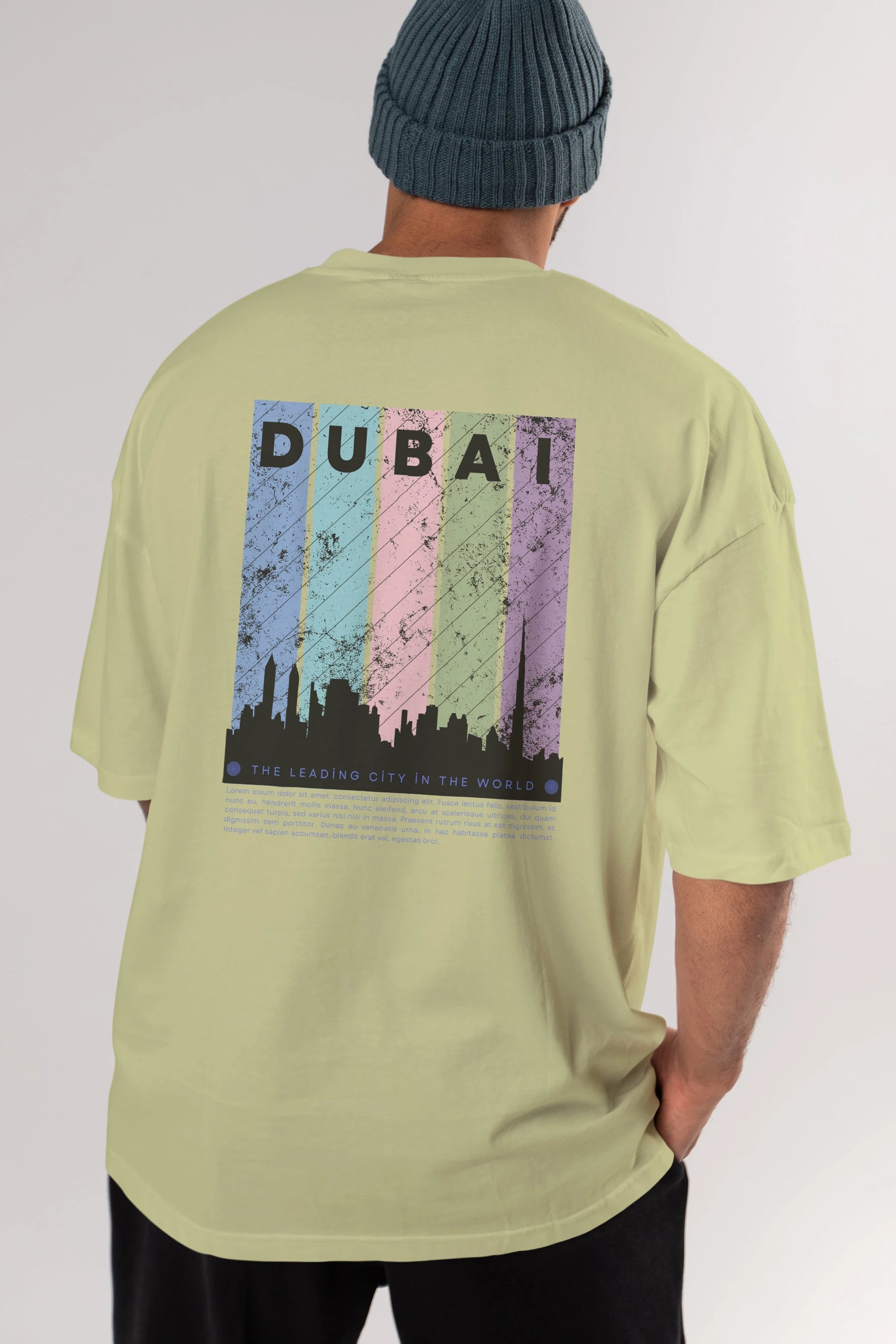 Dubai Yazılı Arka Baskılı Oversize t-shirt Erkek Kadın Unisex