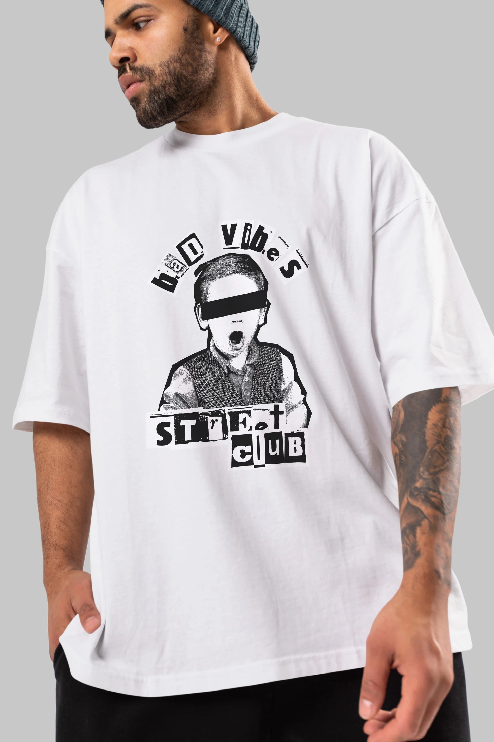 Bad Vibes Street Club Ön Baskılı Oversize t-shirt Erkek Kadın Unisex