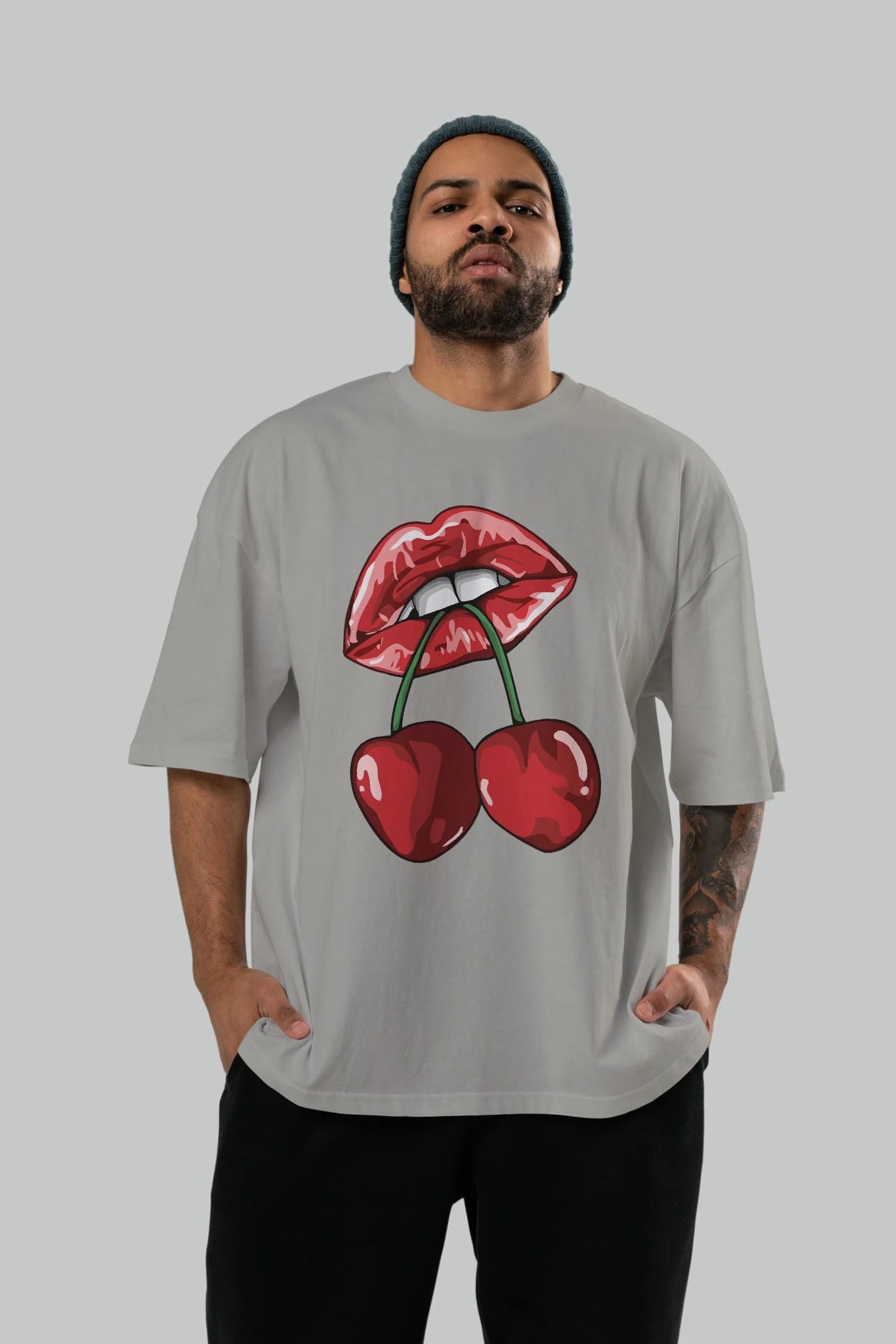 Cherry Cherries 11 Ön Baskılı Oversize t-shirt Erkek Kadın Pamuk Bisiklet Yaka tişort